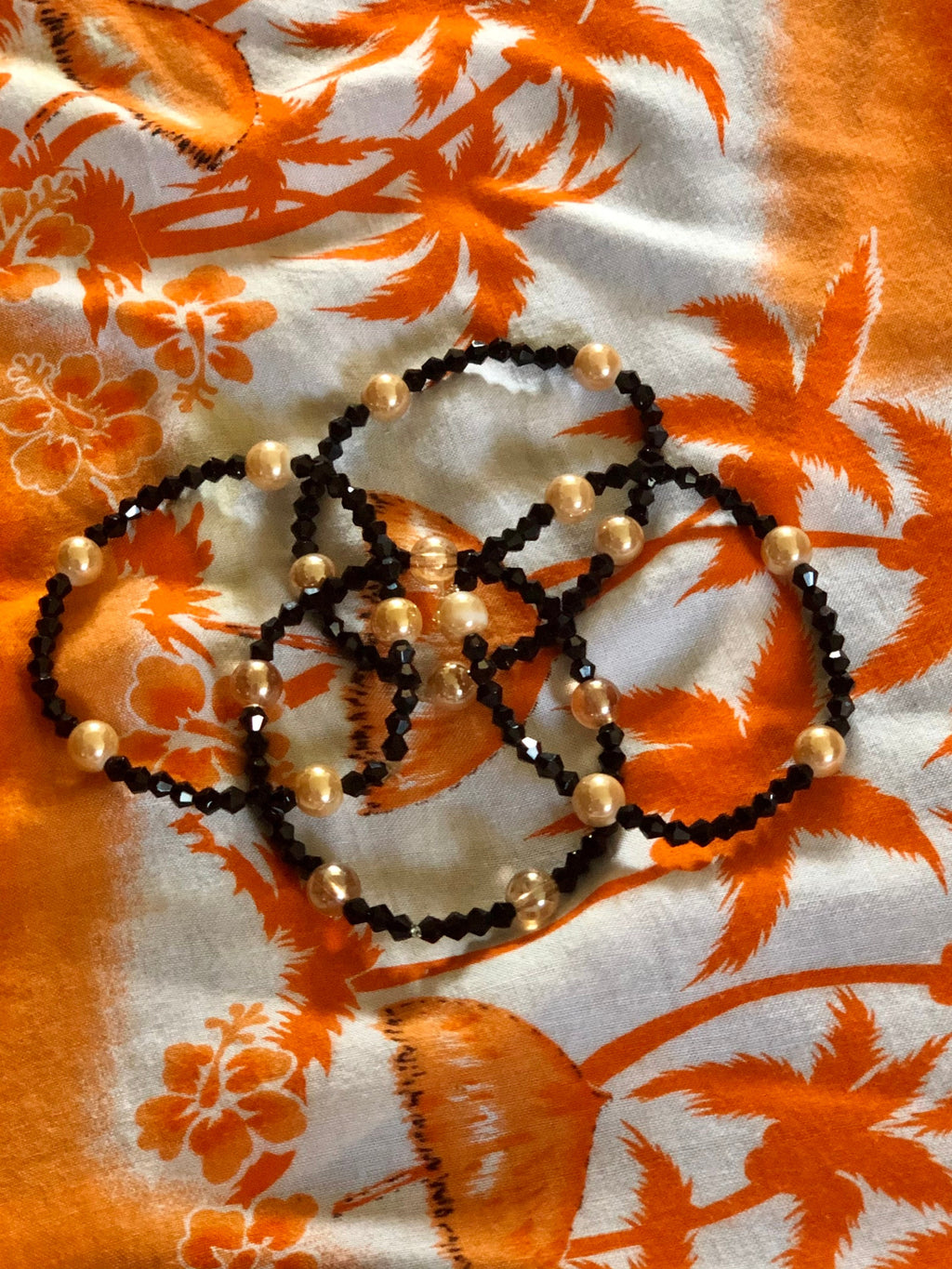 Traditional Beaded bracelets Peach and Noir