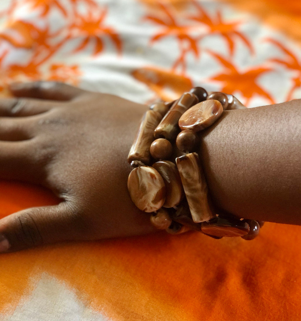 Traditional Glass Beaded Bracelet Mable Light Chestnut