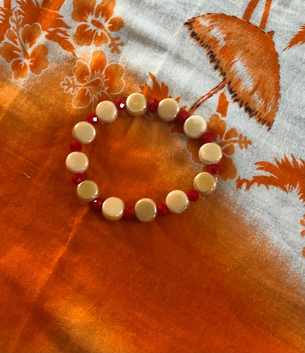 Traditional Beaded bracelets Peach/Black/Red