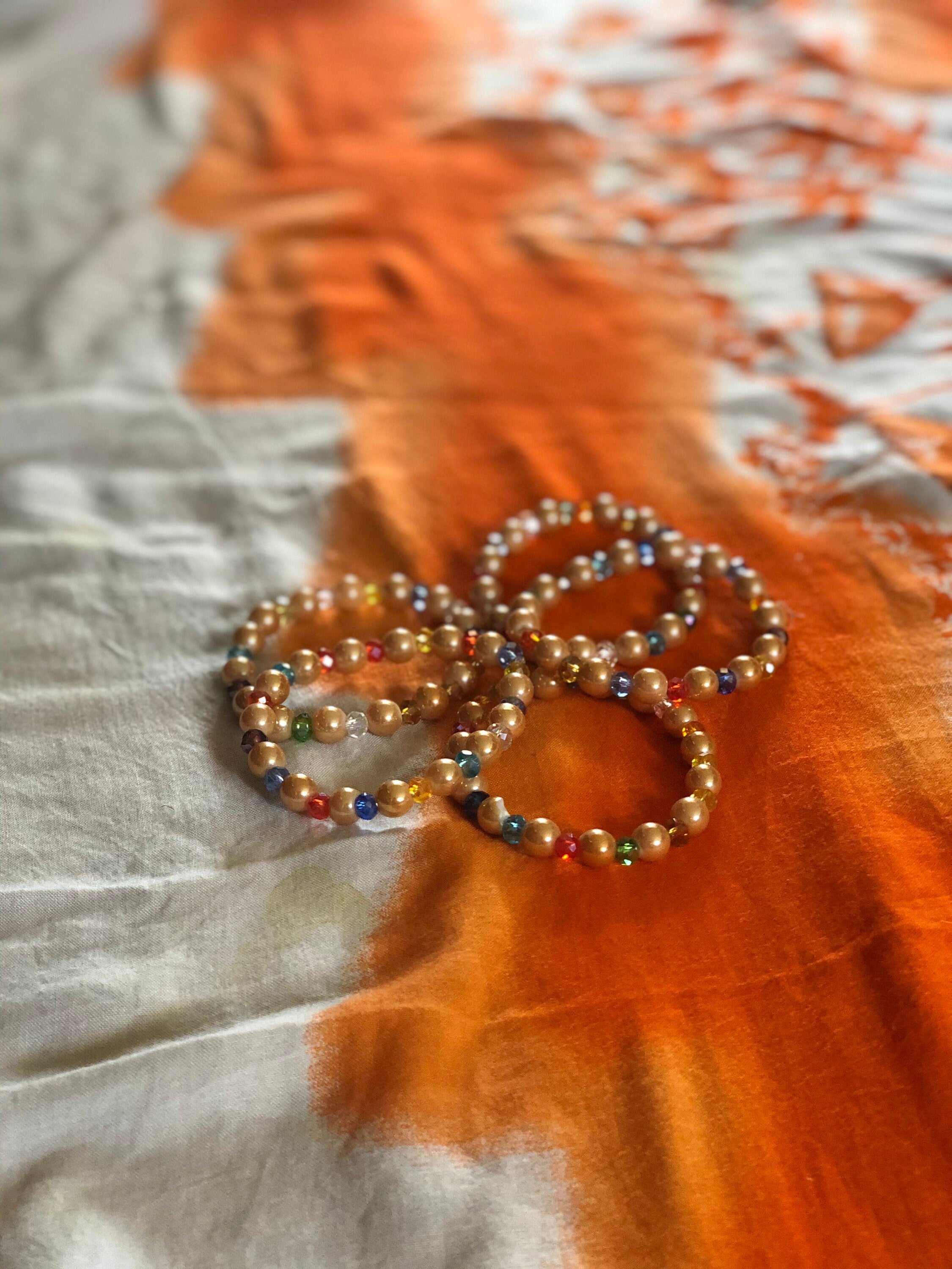 Traditional Beaded bracelets Rose Gold and Multicolor
