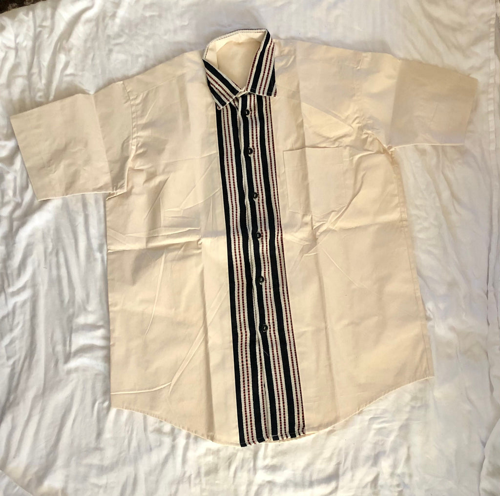 3XL Men’s Blue/White Short Sleeve Woven Cotton Polo Shirt
