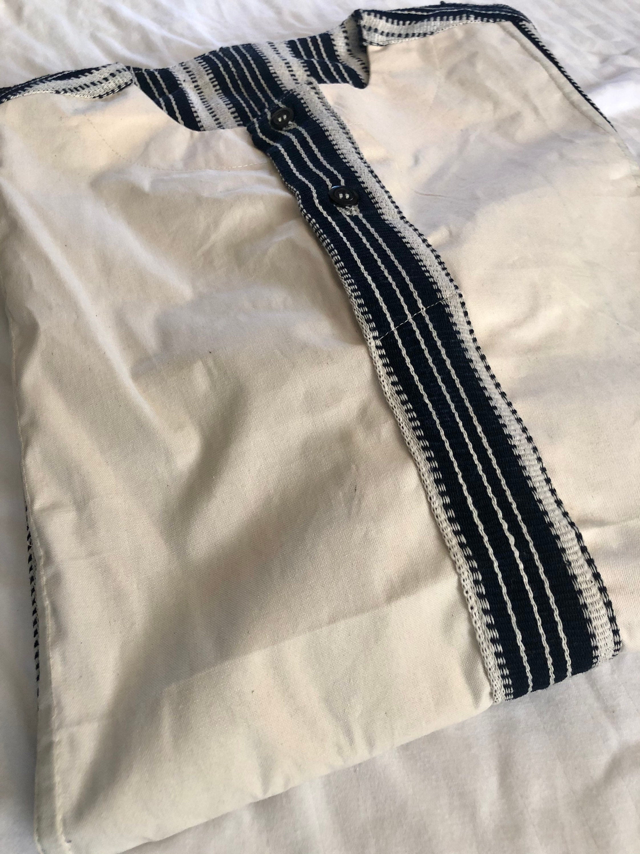 XL Men’s Navy/White Short Sleeve  Woven Cotton Polo Shirt