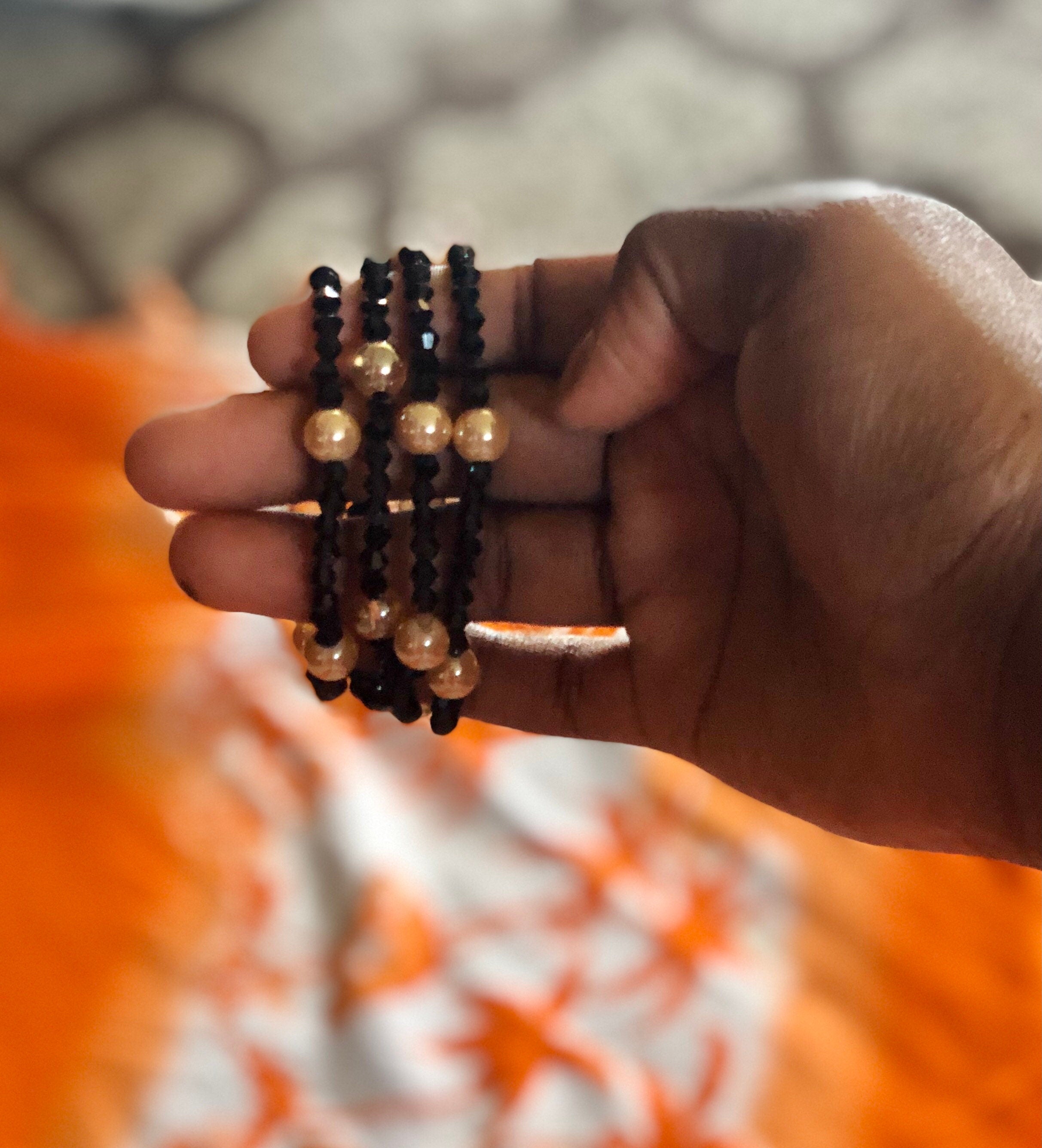 Traditional Beaded bracelets Peach and Noir