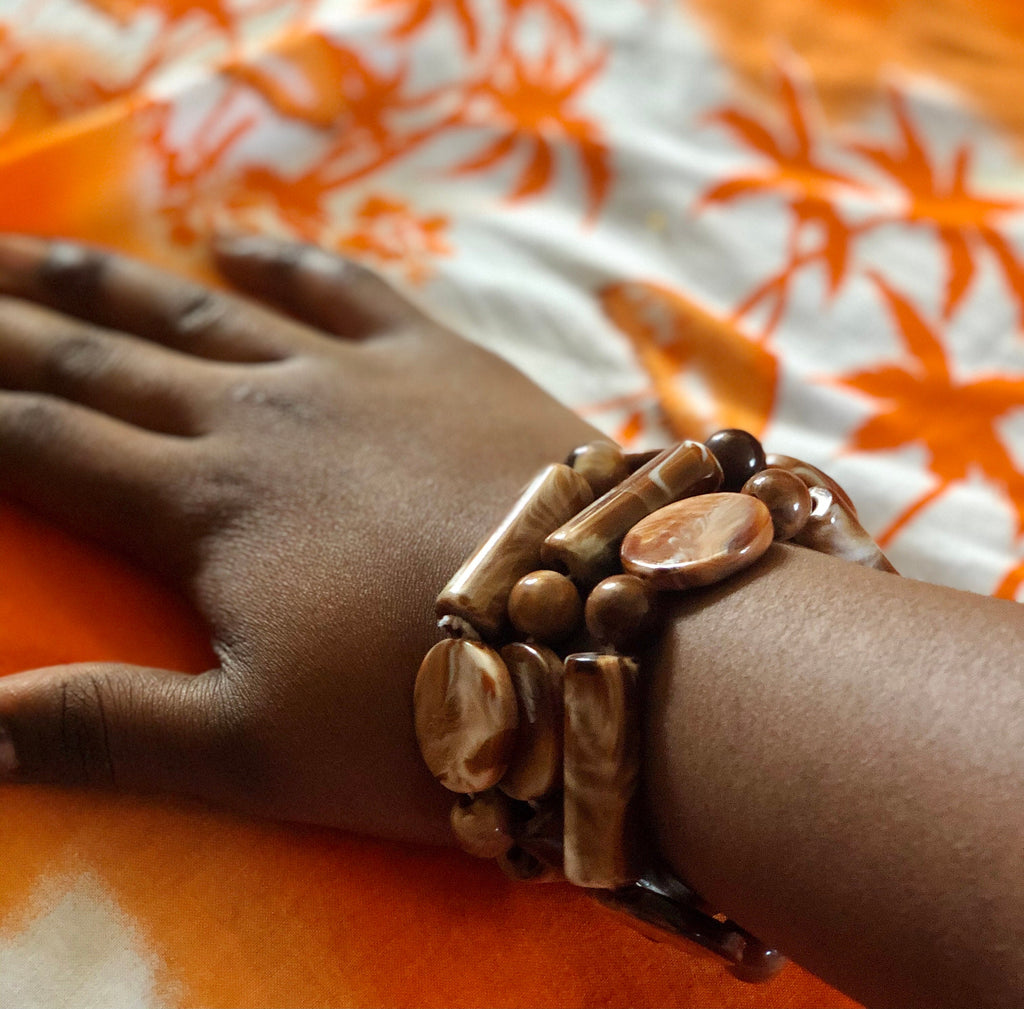 Traditional Glass Beaded Bracelet Mable Light Chestnut