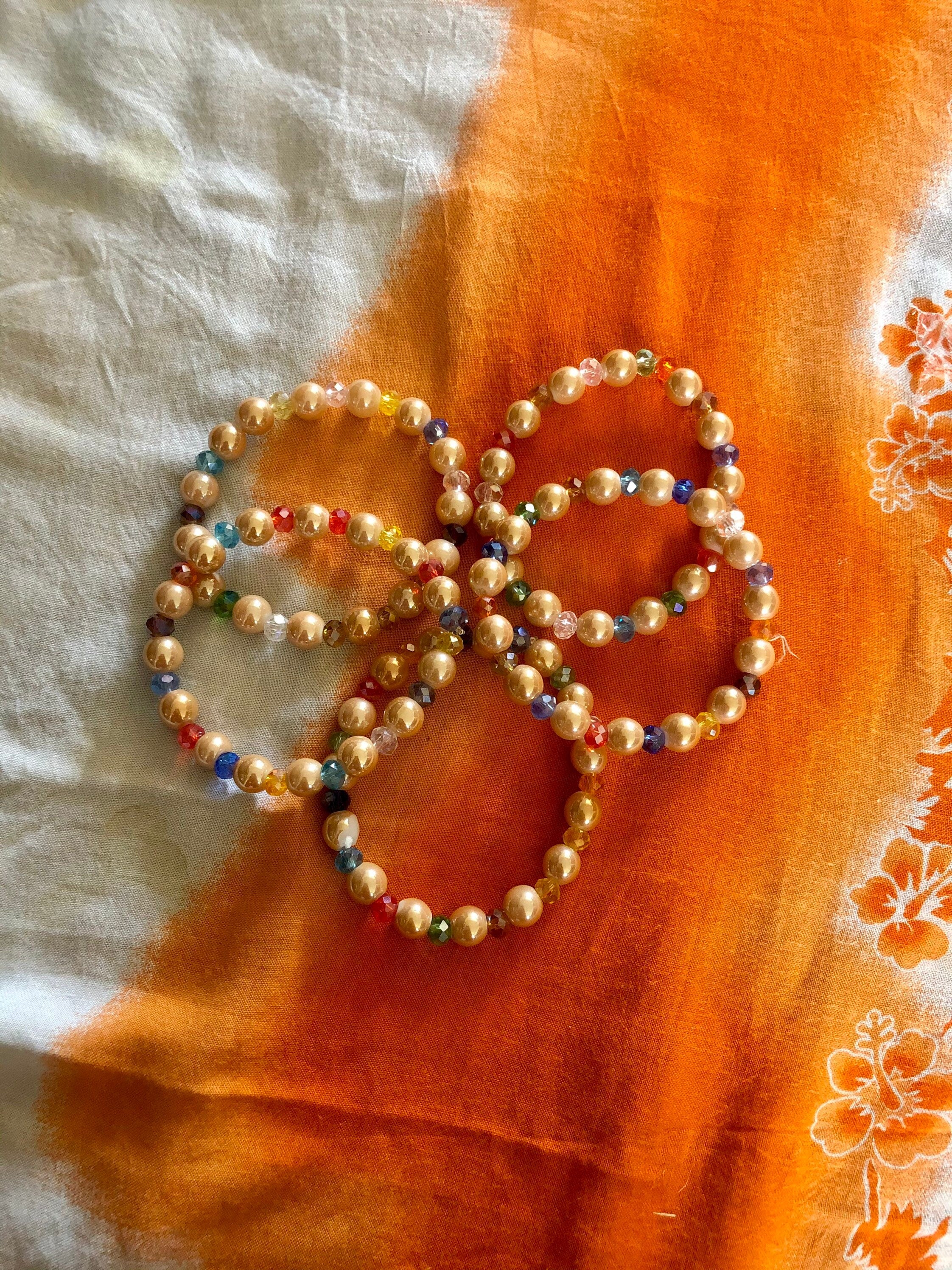 Traditional Beaded bracelets Rose Gold and Multicolor