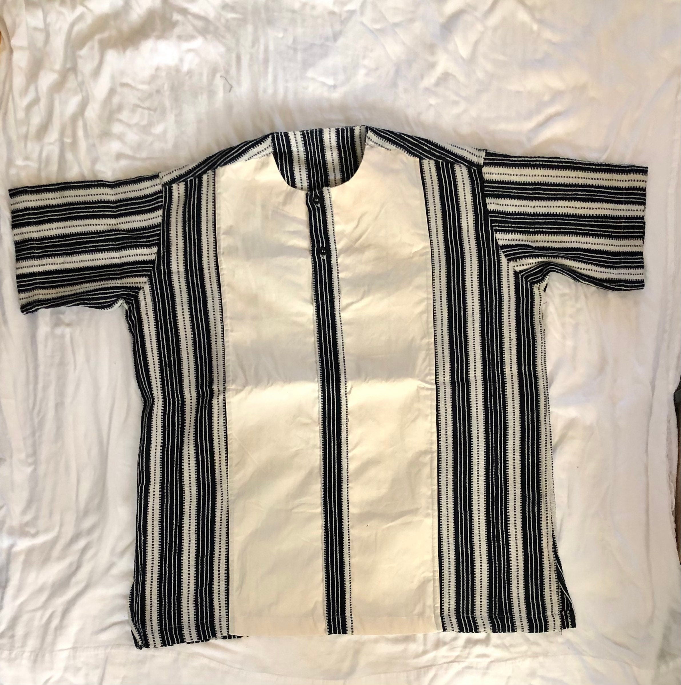 XL Men’s Navy/White Short Sleeve  Woven Cotton Polo Shirt