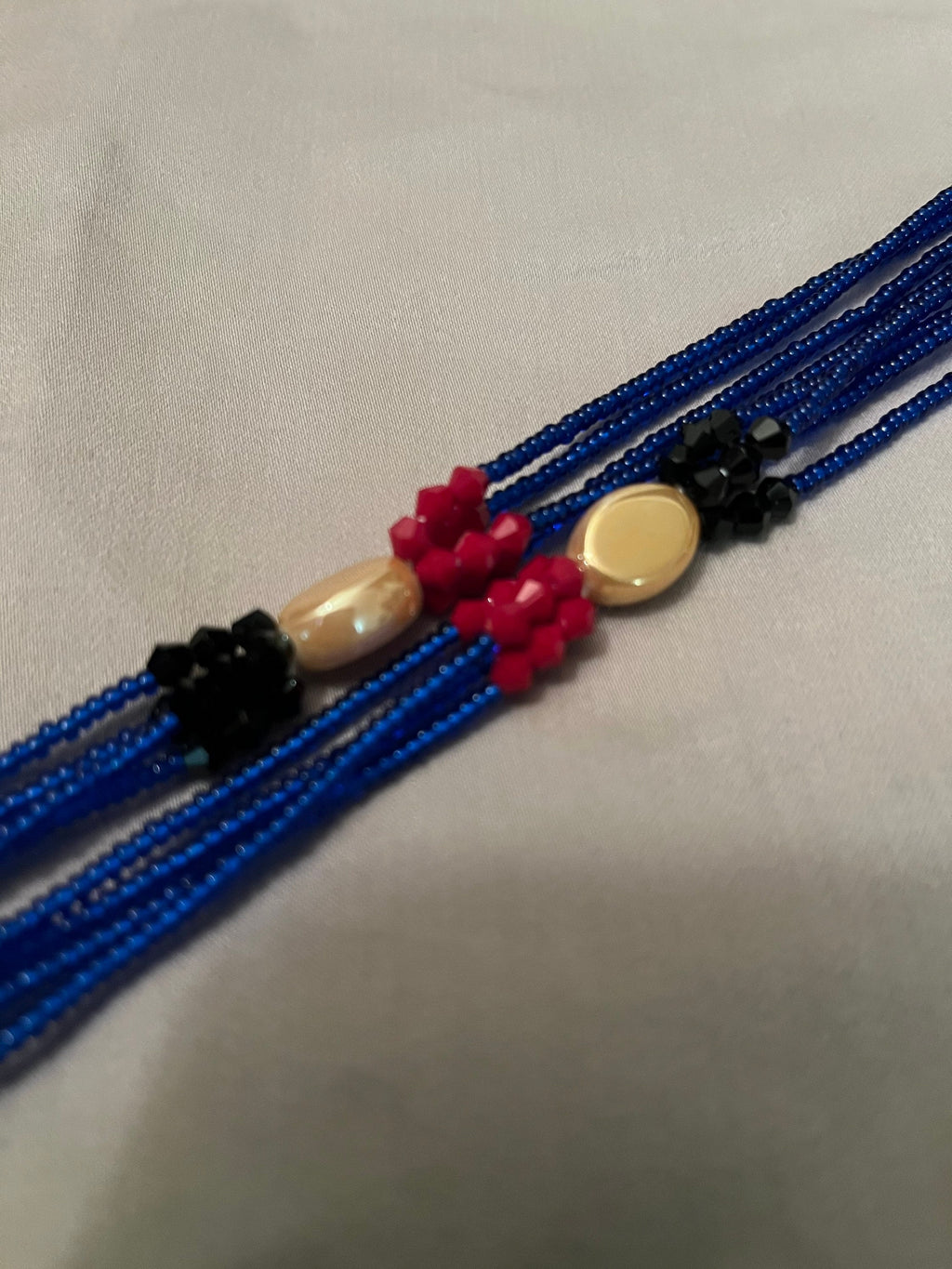 WAIST Beads Blue/Red/Peach Beaded West African