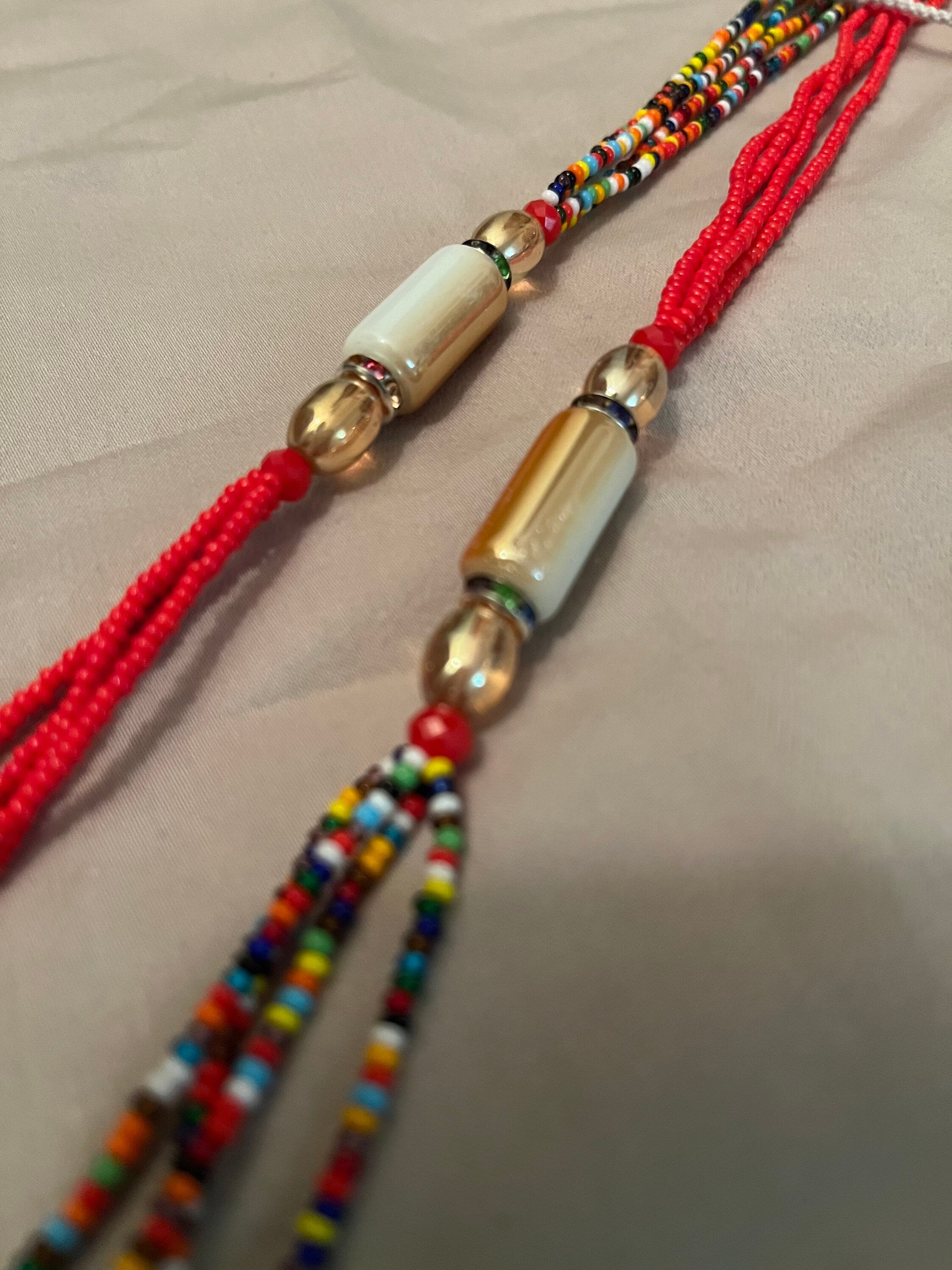 WAIST Beads Red and Multicolor Beaded West African