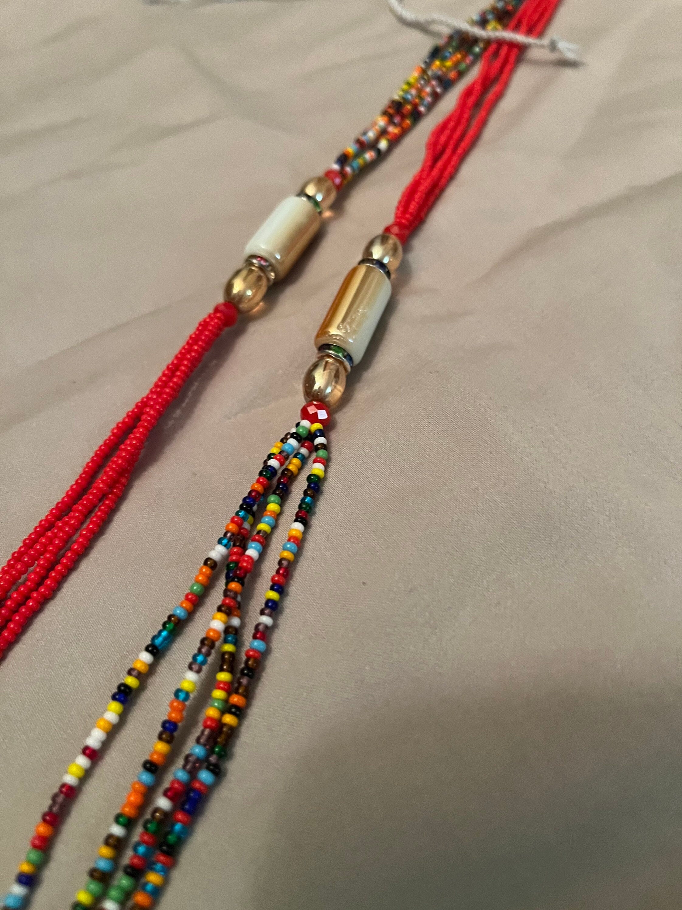 WAIST Beads Red and Multicolor Beaded West African