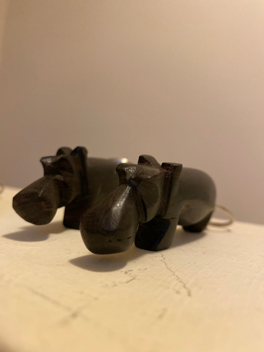 AUTHENTIC BLACK Mali (Hippo) CARVING Keychain