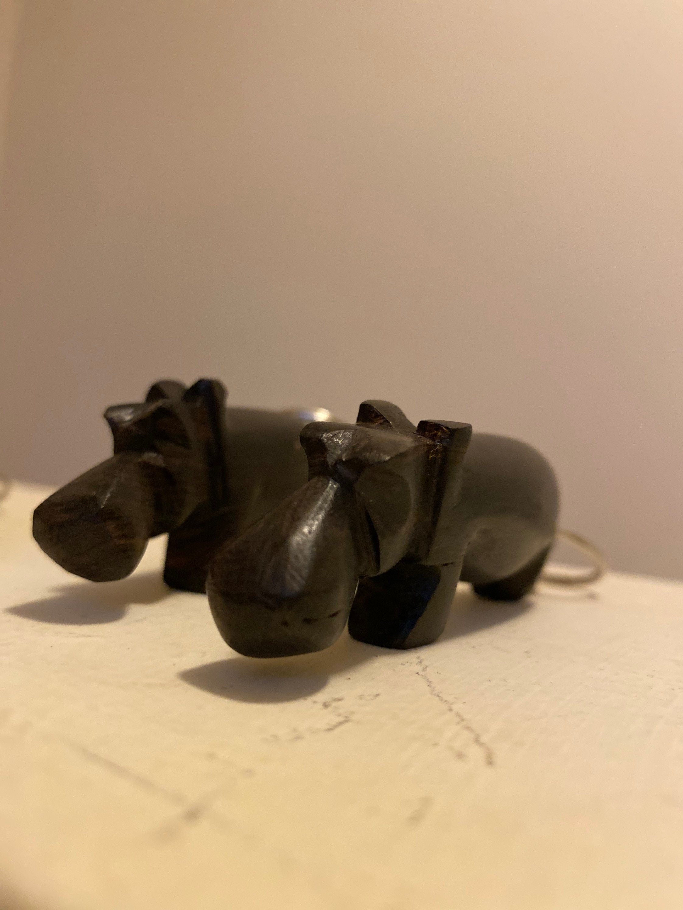 AUTHENTIC BLACK Mali (Hippo) CARVING Keychain