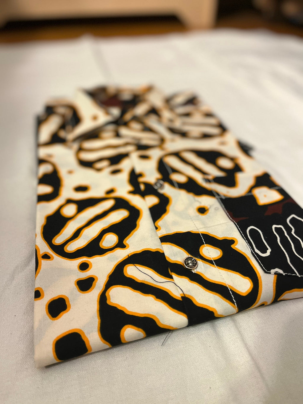 L Men’s Tan Orange Brown Short Abstract Sleeve Cotton Polo Shirt