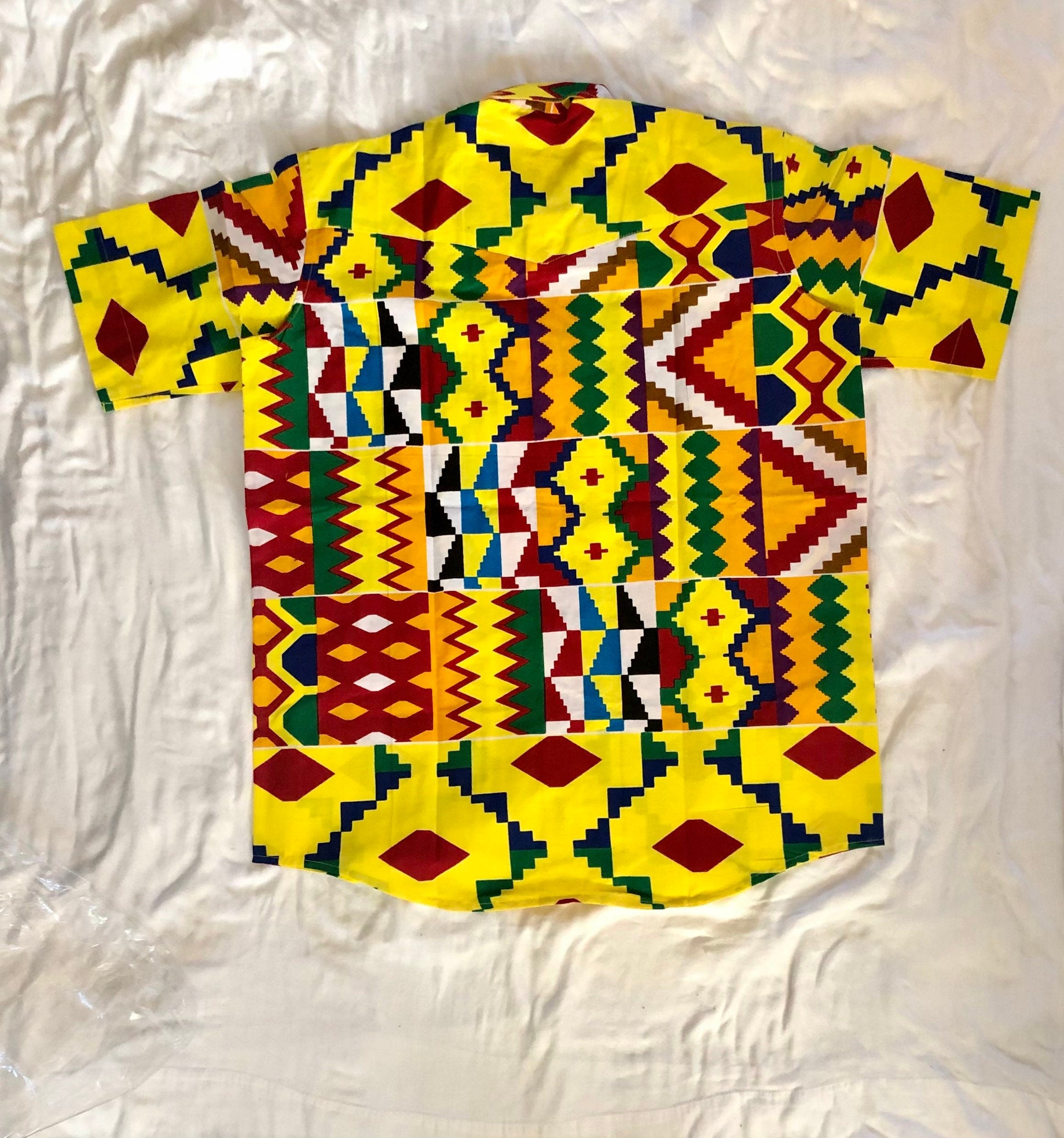 L Men’s Multicolor Short Abstract Sleeve Cotton Polo Shirt