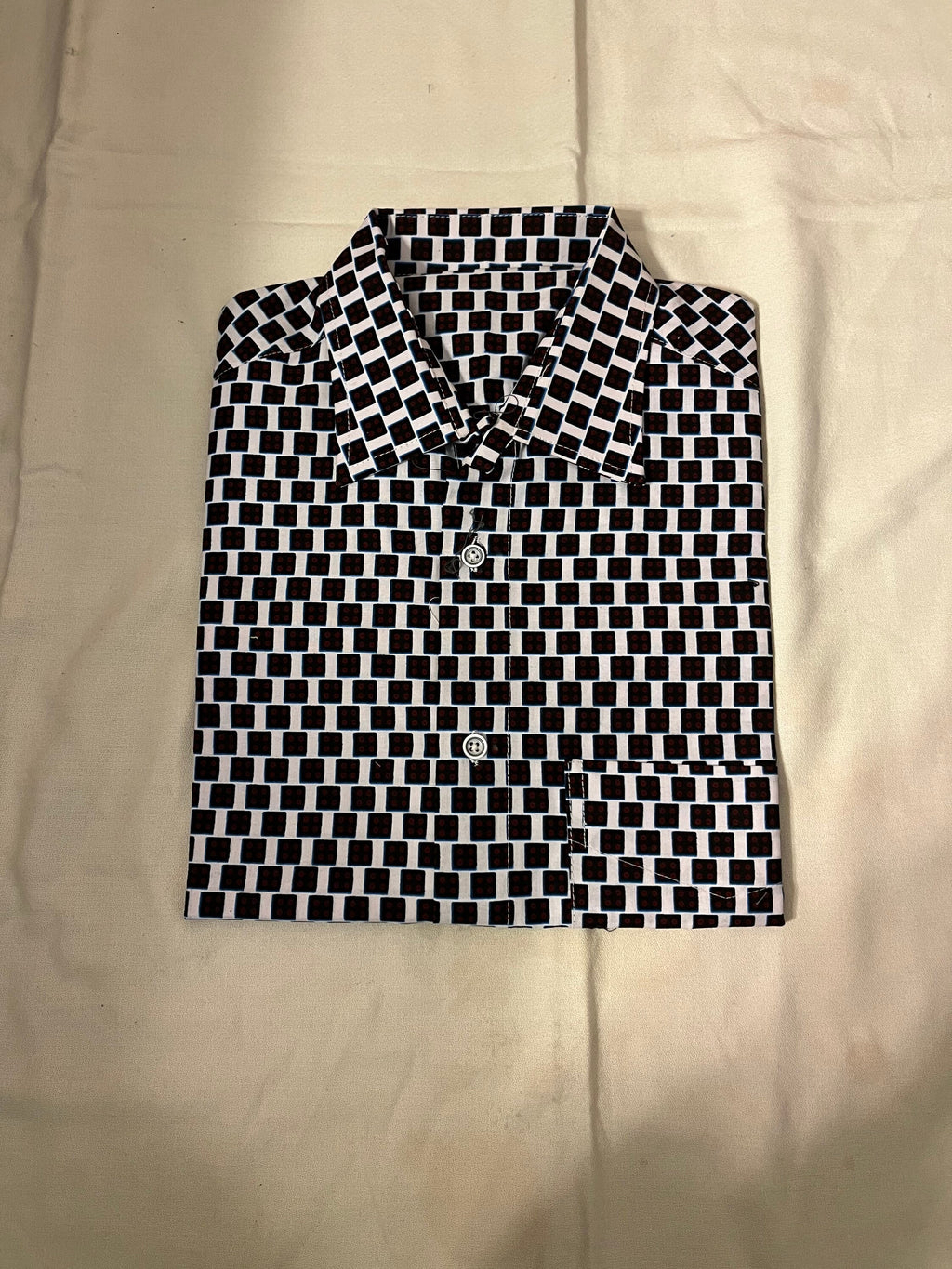 L Men’s Golden Brown window box checkered Cotton Polo Shirt