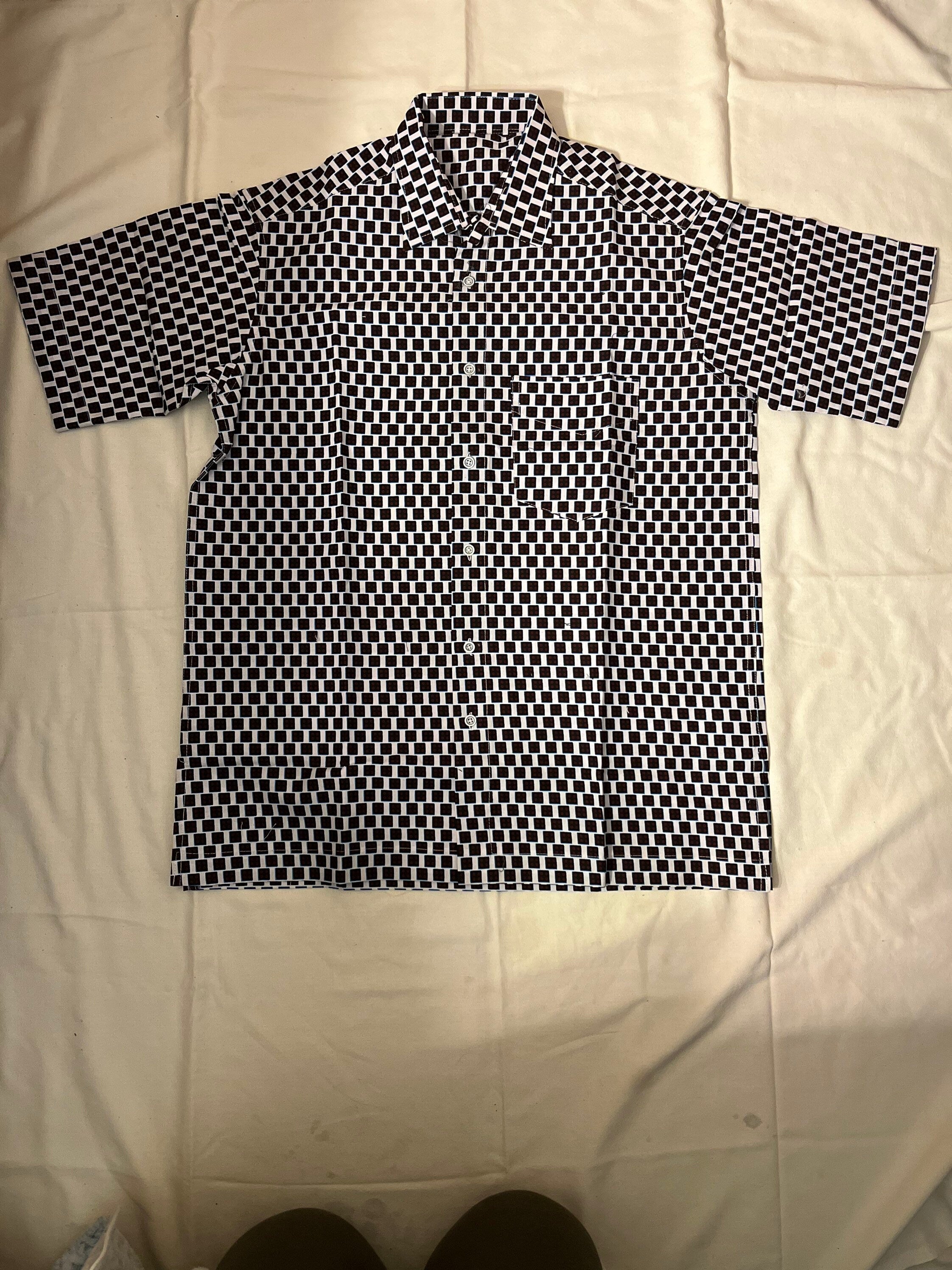 L Men’s Golden Brown window box checkered Cotton Polo Shirt