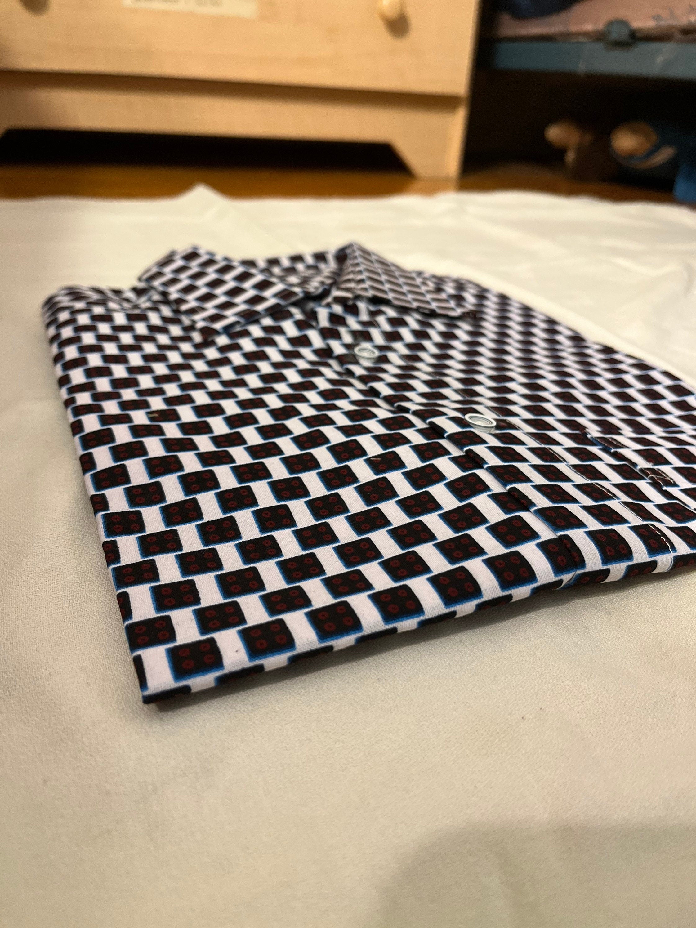 L Men’s Golden Brown window box checkered Cotton Polo Shirt
