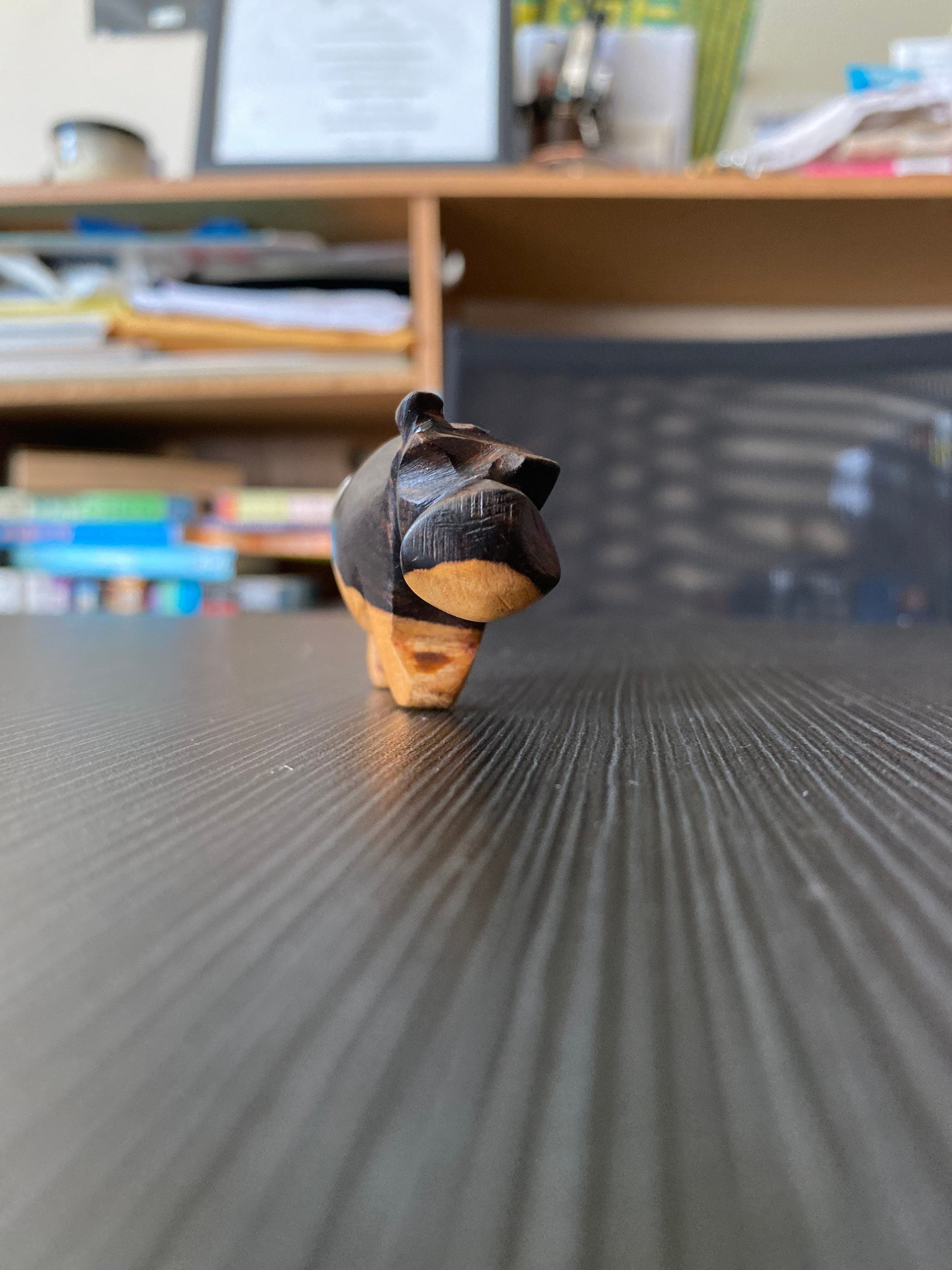 AUTHENTIC BLACK and tan Mali (Hippo) CARVING Keychain