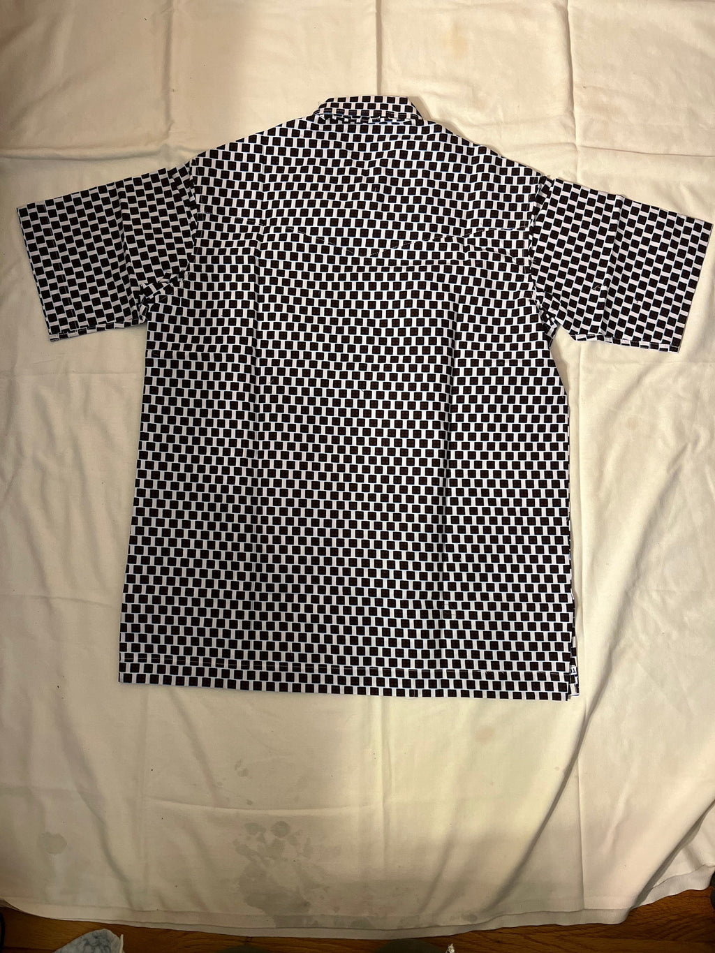 L Men’s Golden Brown window box checkered Cotton Polo Shirt