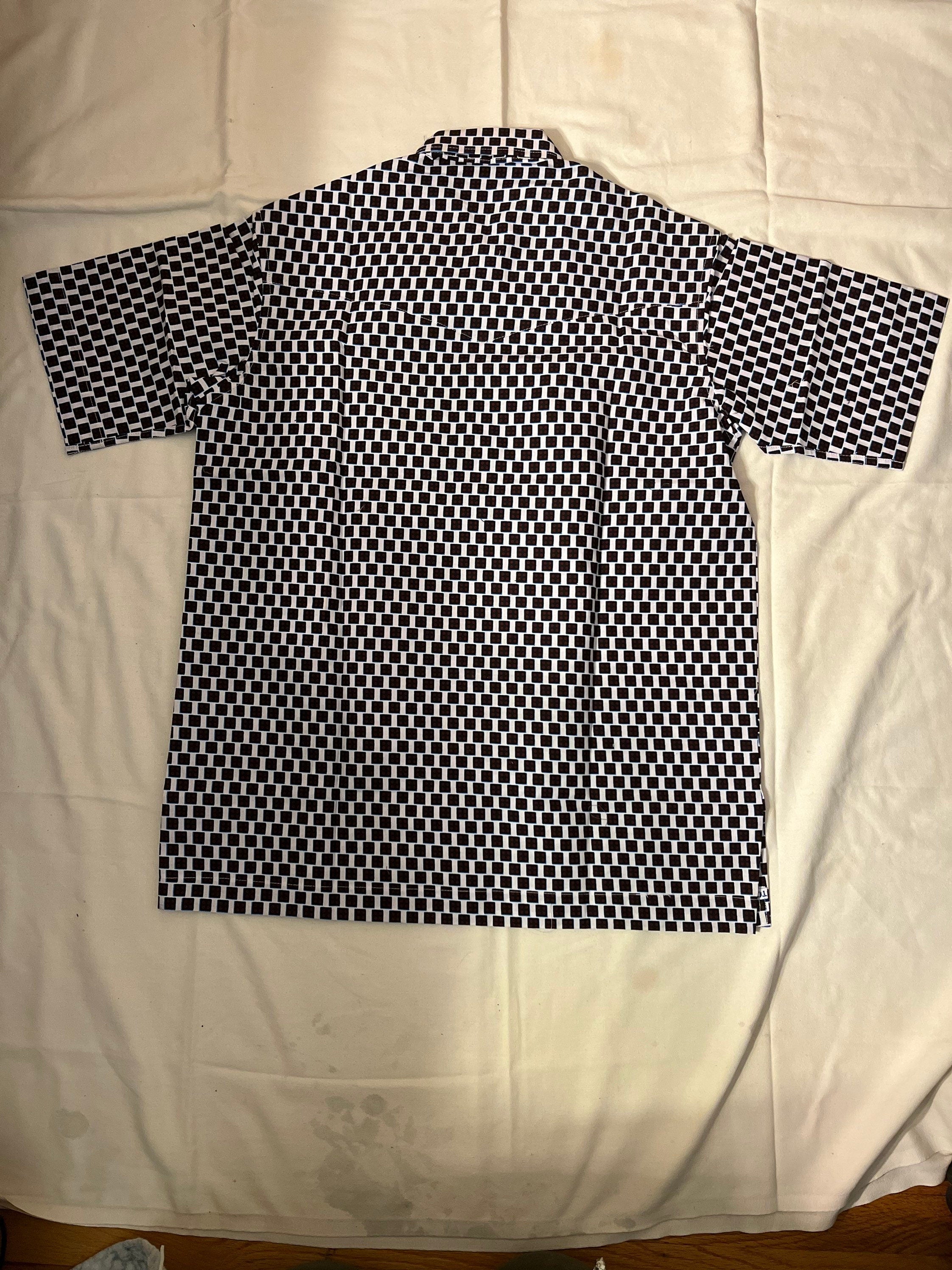 L Men’s Golden Brown window box checkered Cotton Polo Shirt