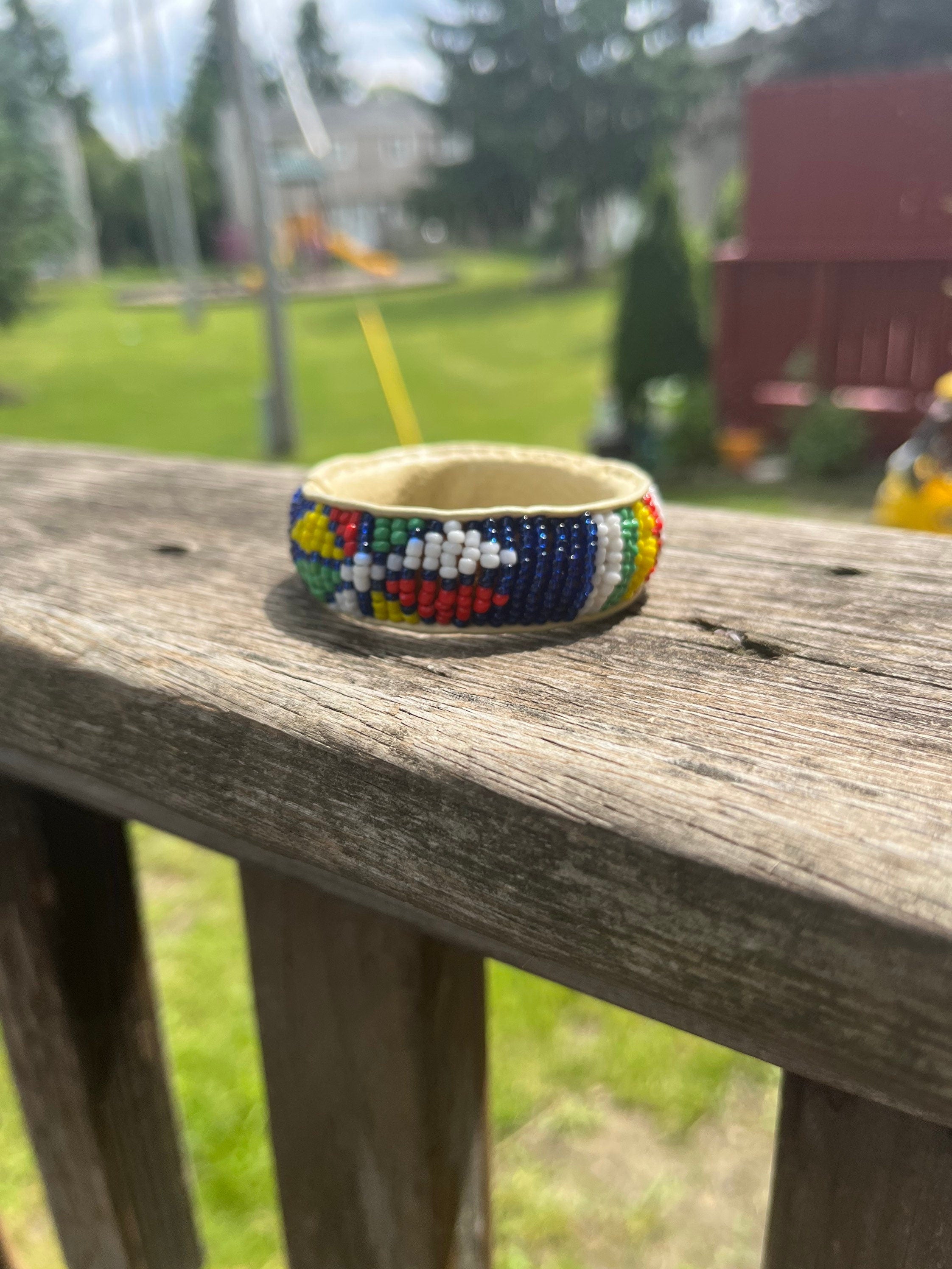 KIDS MULTICOLOR Beaded Bracelet with leather inside made in Mali (West Africa)