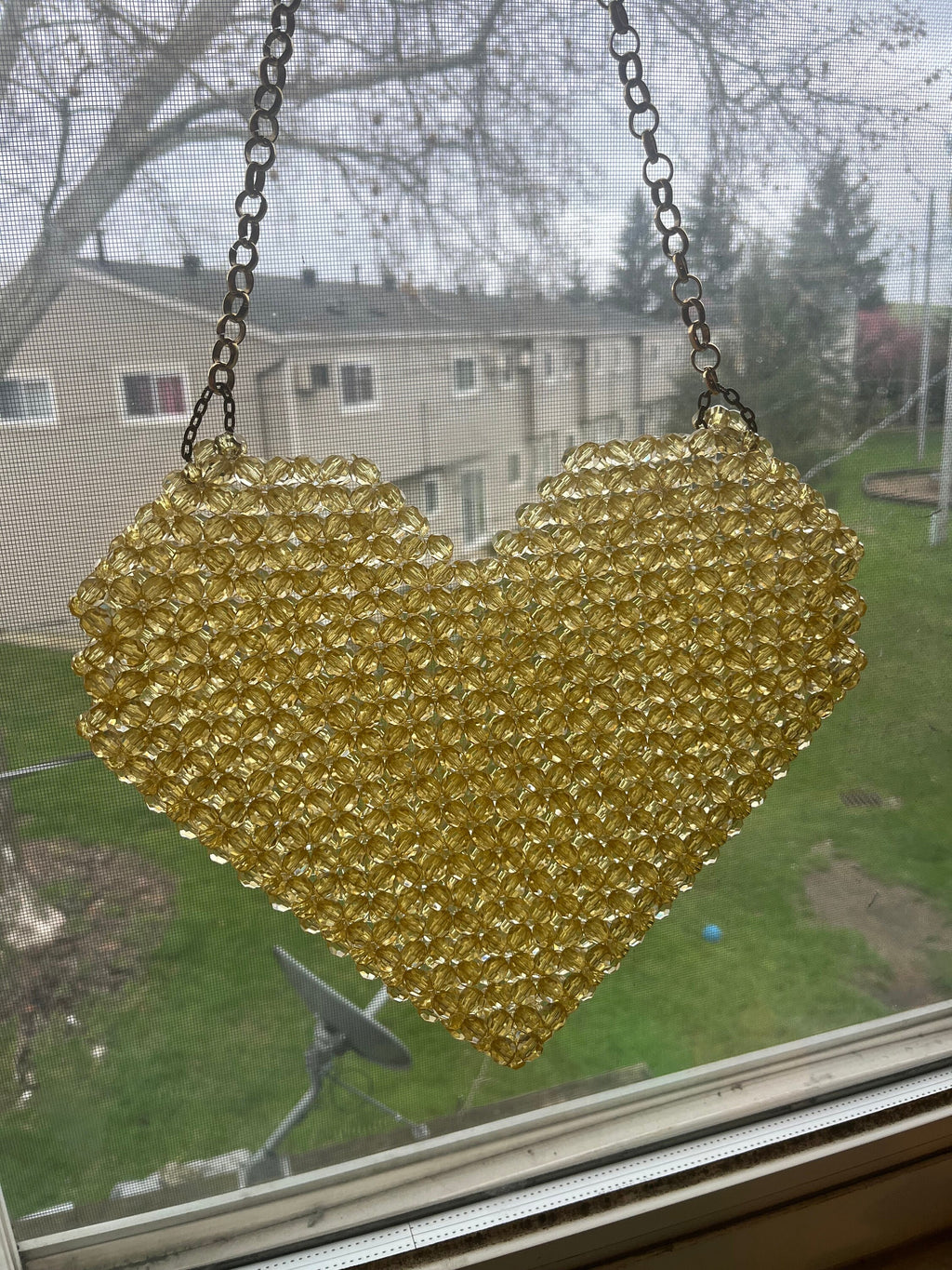 Golden Honey Beaded Acrylic Purse