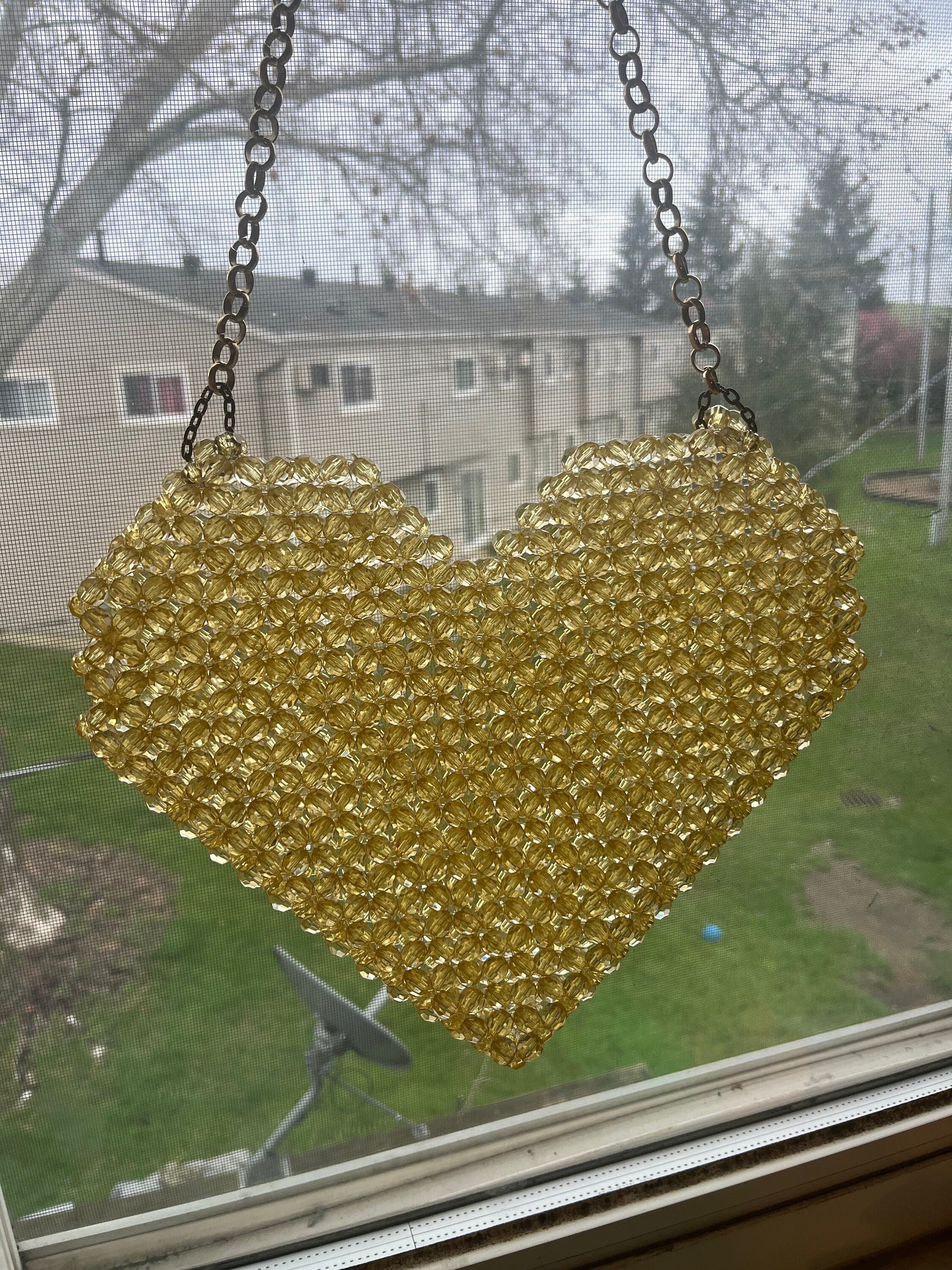 Golden Honey Beaded Acrylic Purse