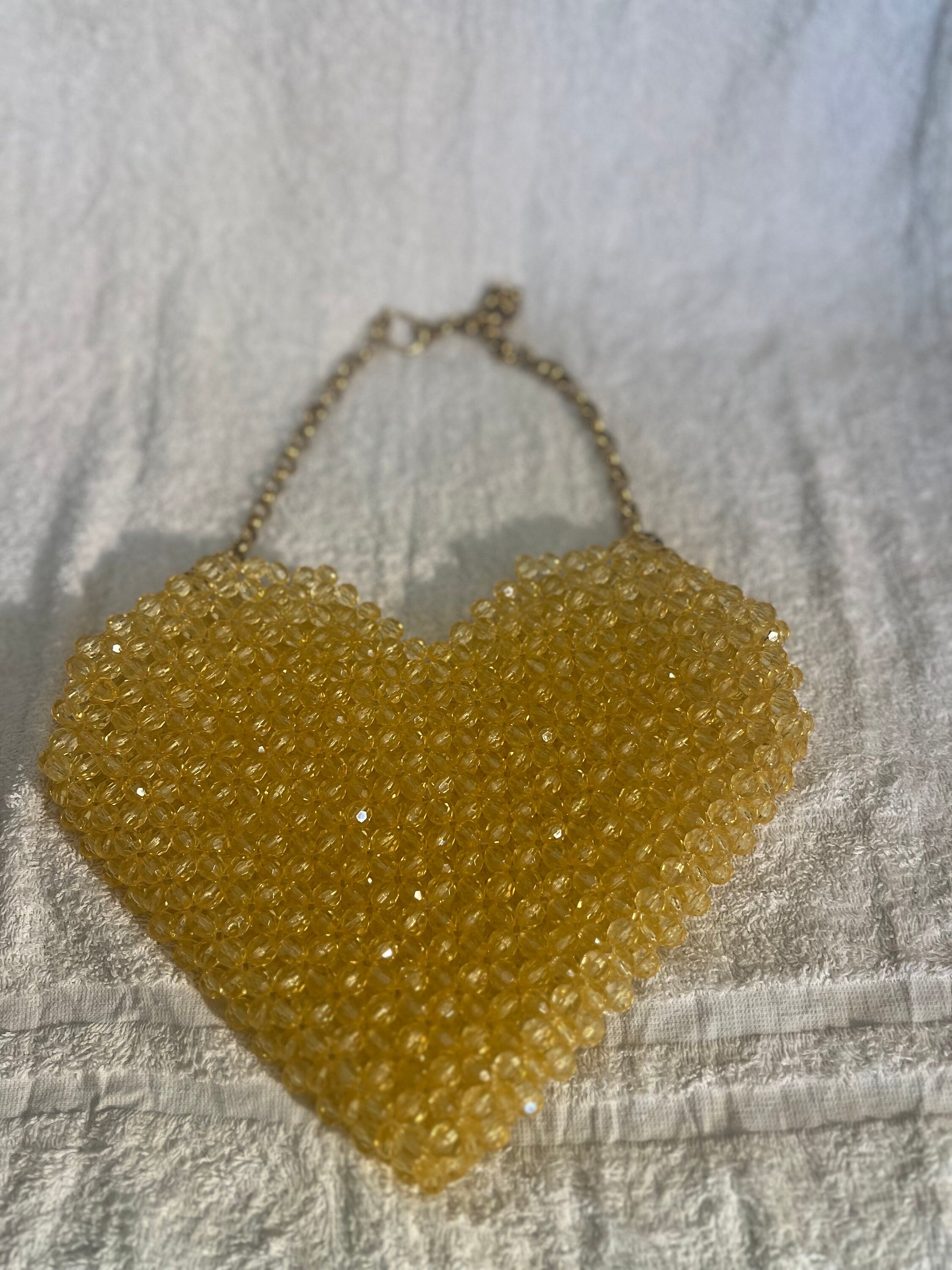Golden Honey Beaded Acrylic Purse