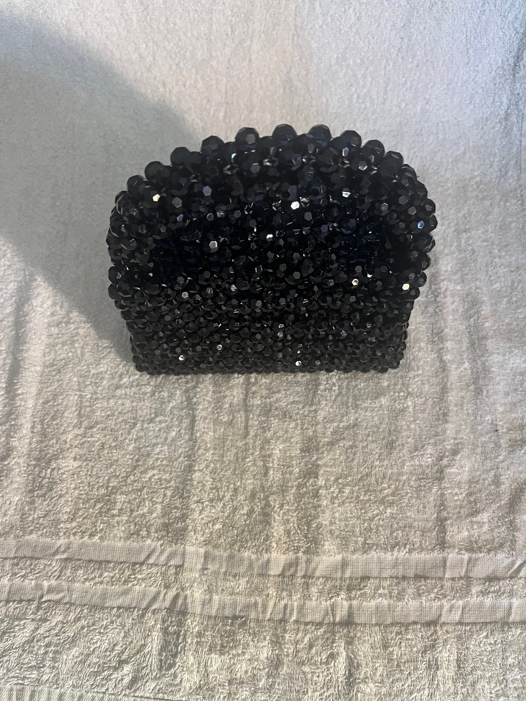 Midnight Black Beaded Acrylic Purse
