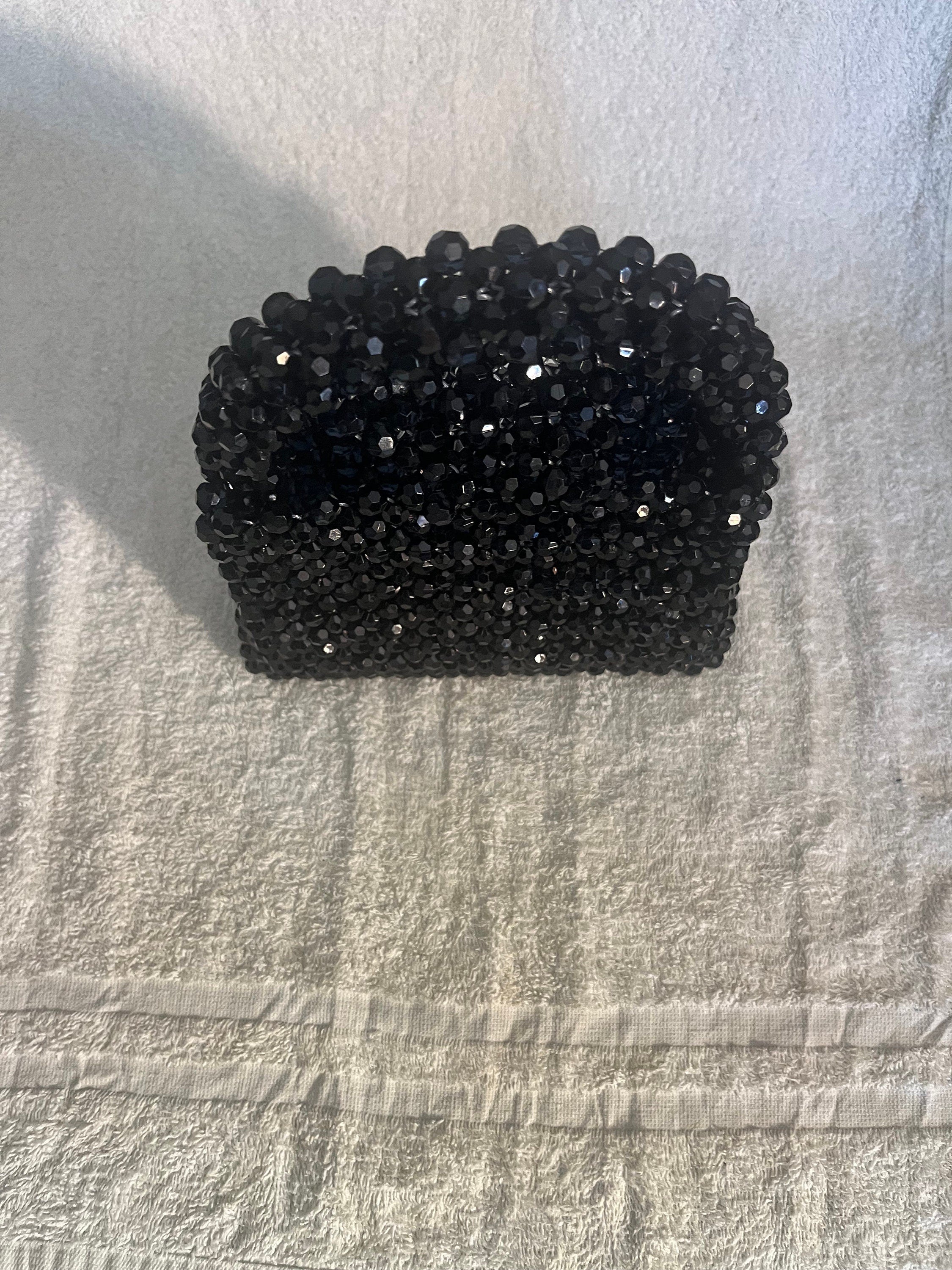 Midnight Black Beaded Acrylic Purse