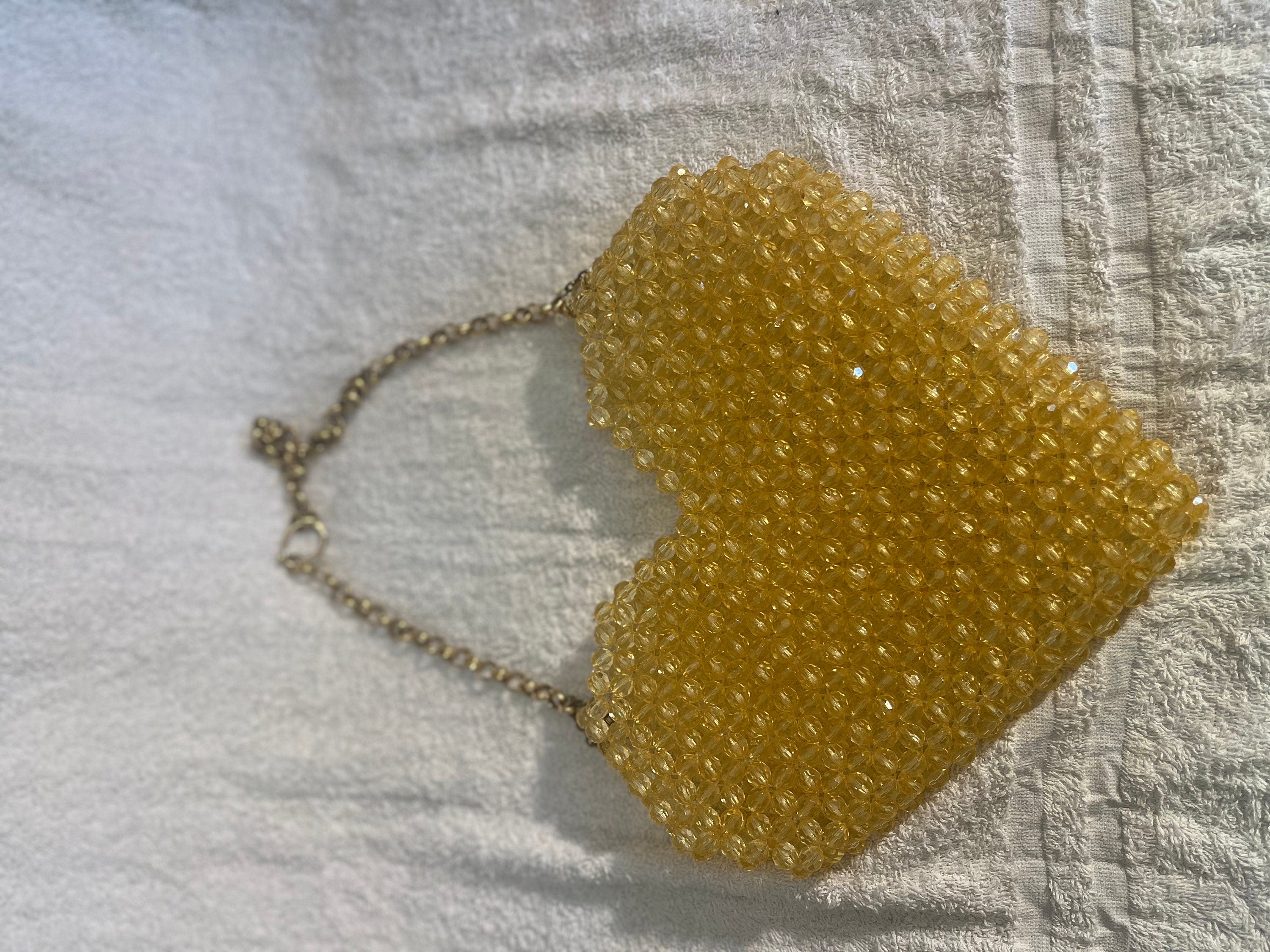 Golden Honey Beaded Acrylic Purse