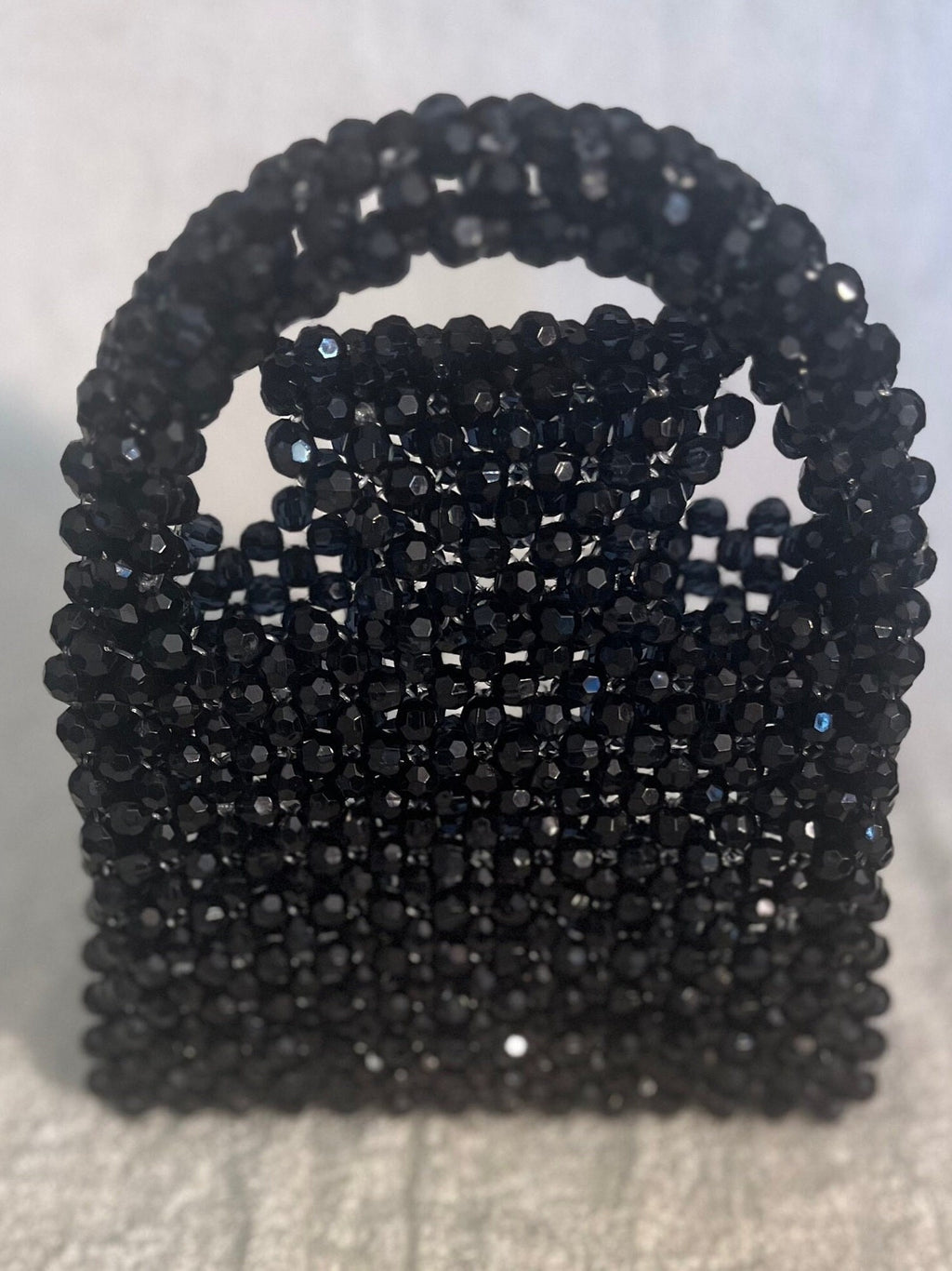 Midnight Black Beaded Acrylic Purse