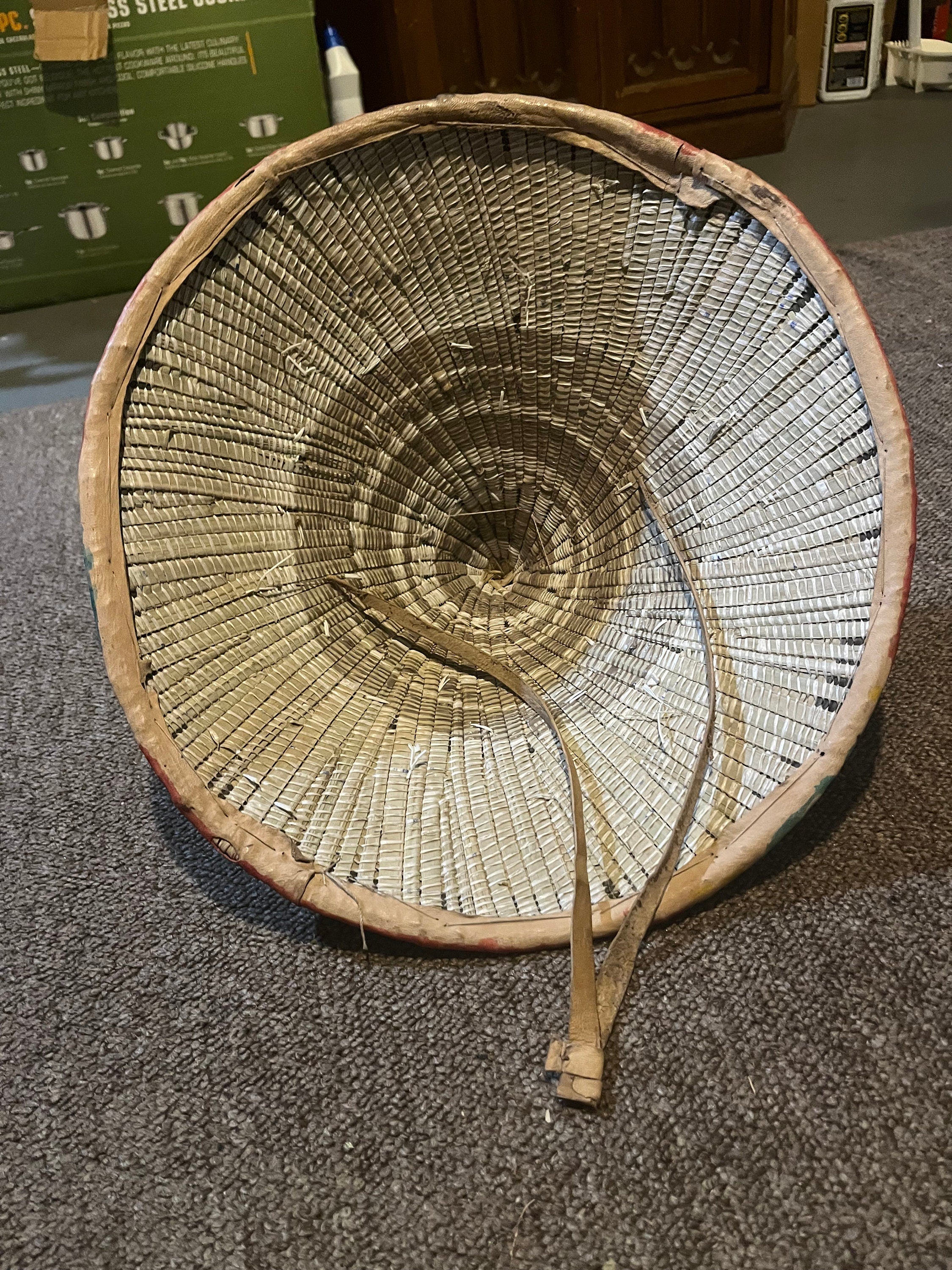 Authentic Multicolor Handmade Fulani Leather Conical Straw Hat