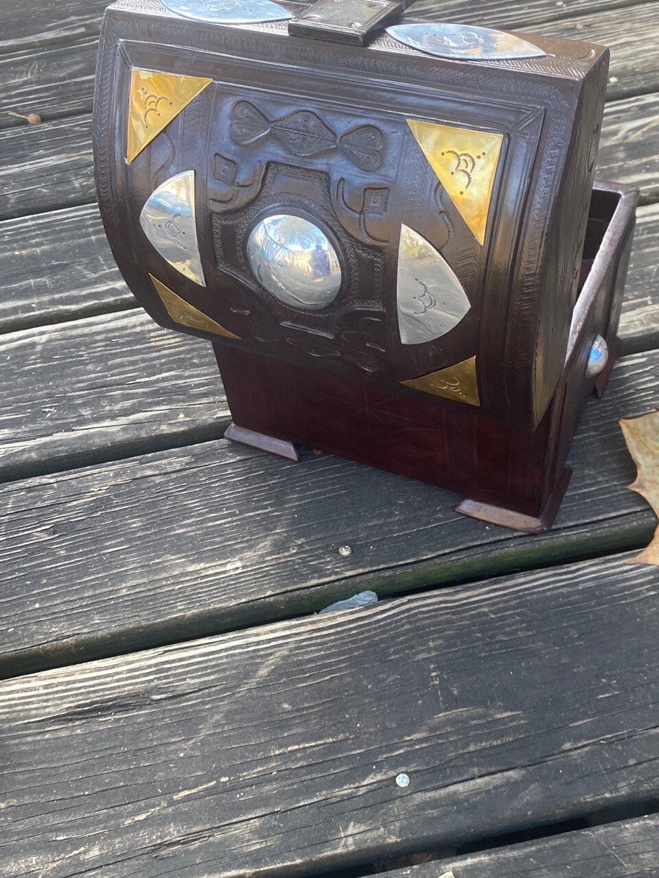 Chestnut Leather Tuareg Jewelry Box