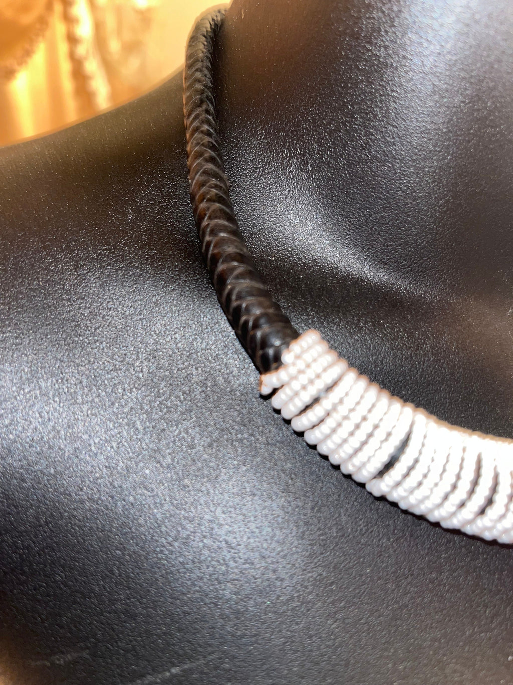 African Multicolor Leather Beaded Necklace