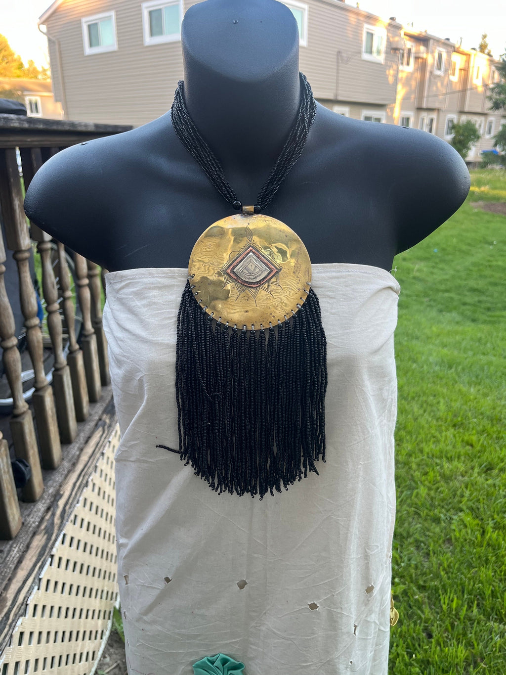 Tuareg Beaded and Circle Brass Necklace