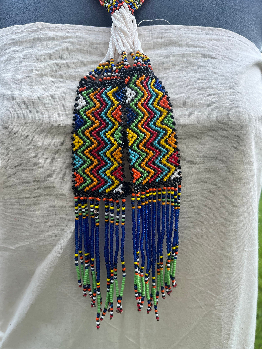 Tuareg Twisted Multicolor  Beaded Necklace and Earring Set