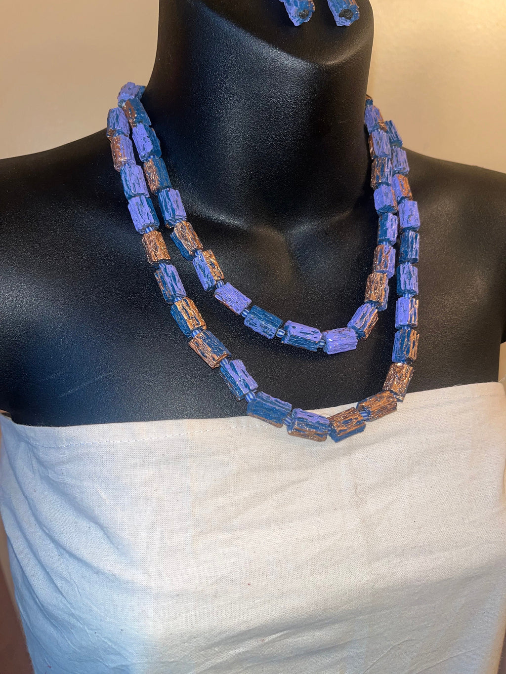 African Wooden Necklace and Earring Set