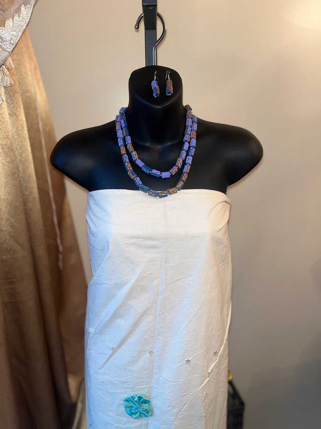 African Wooden Necklace and Earring Set