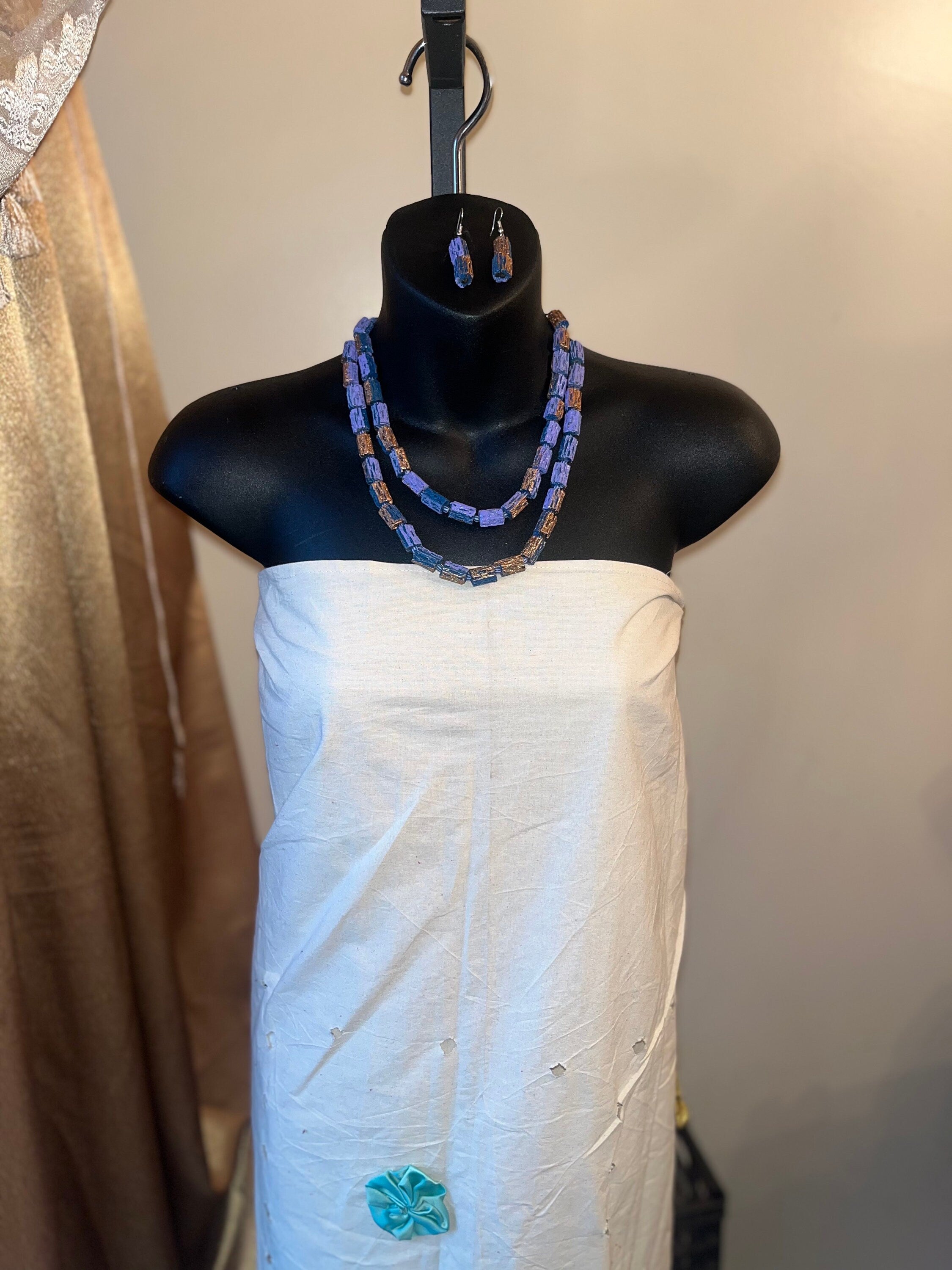 African Wooden Necklace and Earring Set