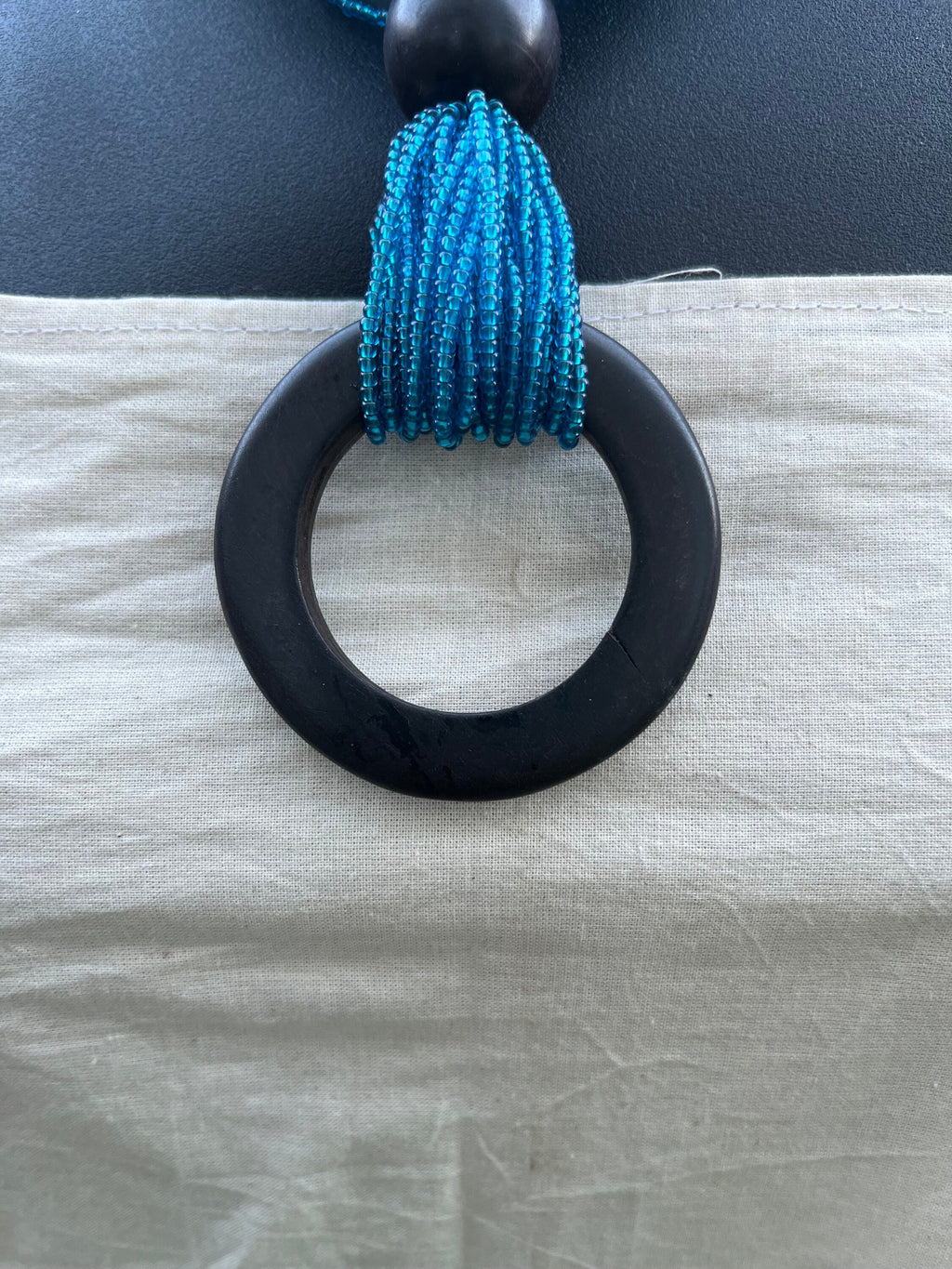 Tuareg Blue Beaded and Wooden Necklace