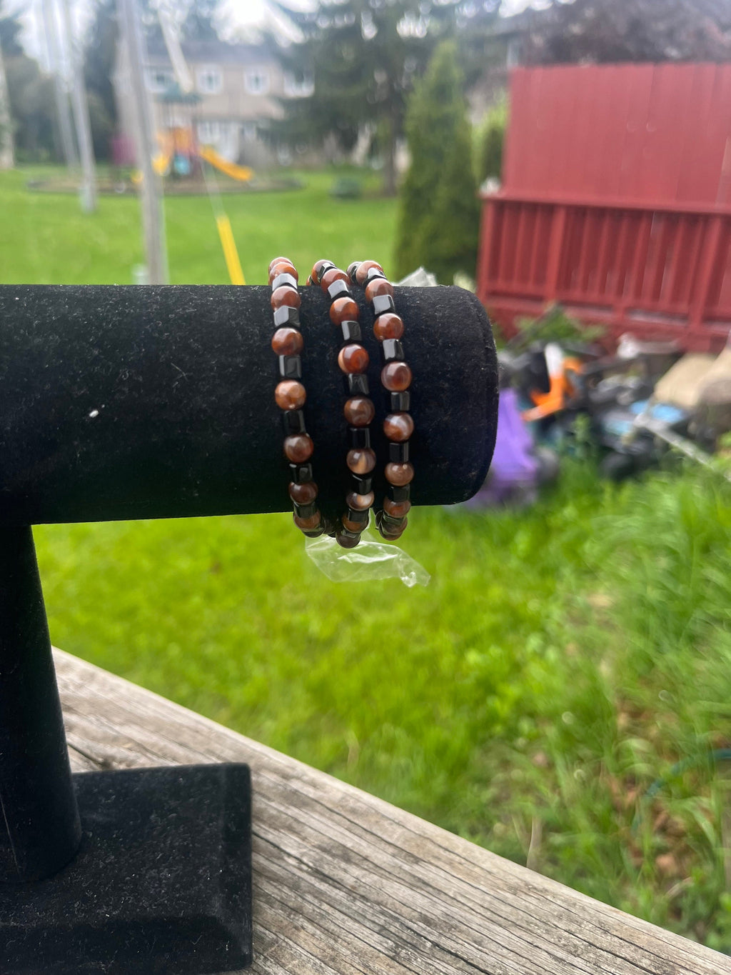 Traditional Beaded bracelet Dark Chestnut and Noir