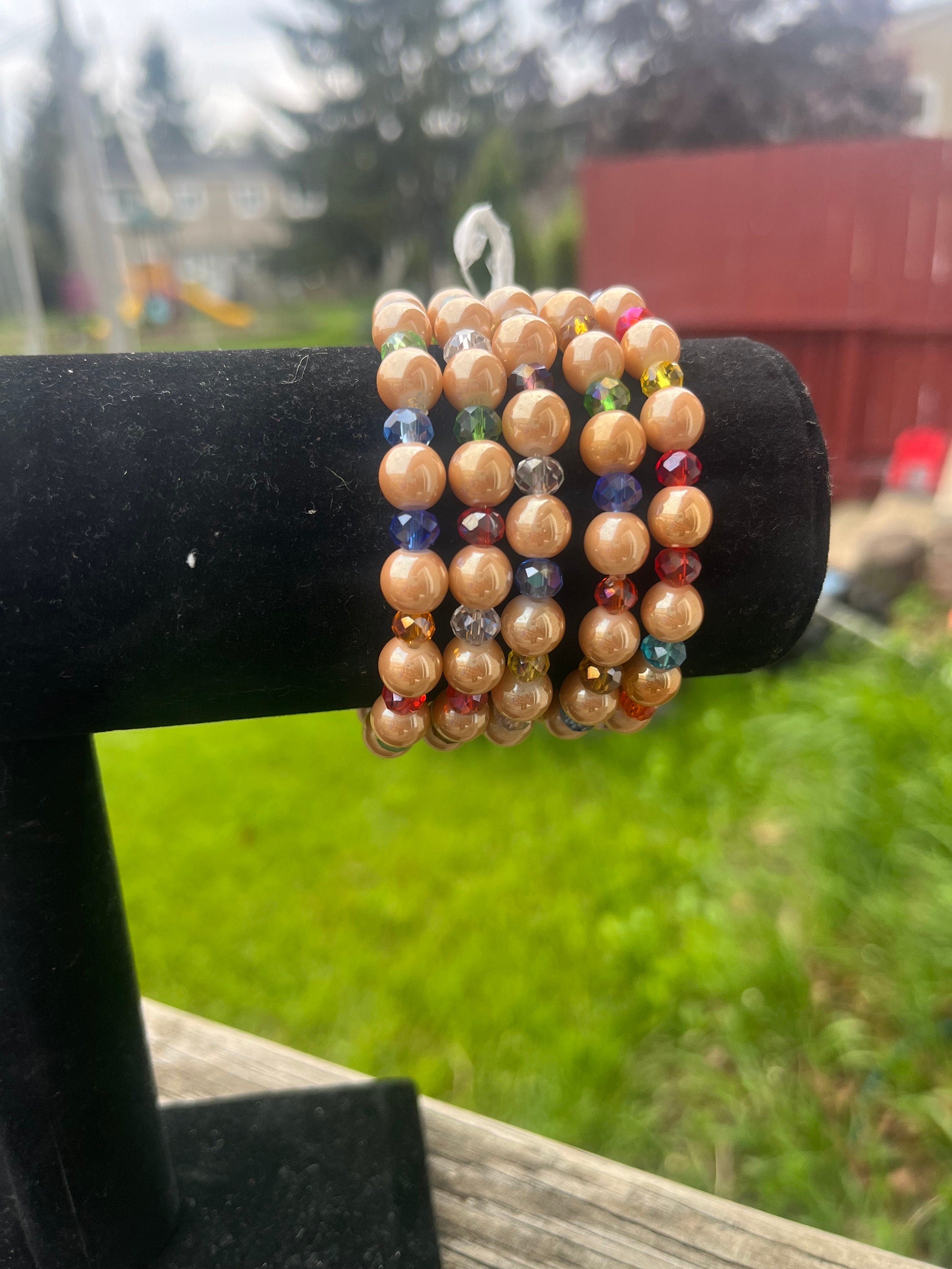 Traditional Beaded bracelets Rose Gold and Multicolor