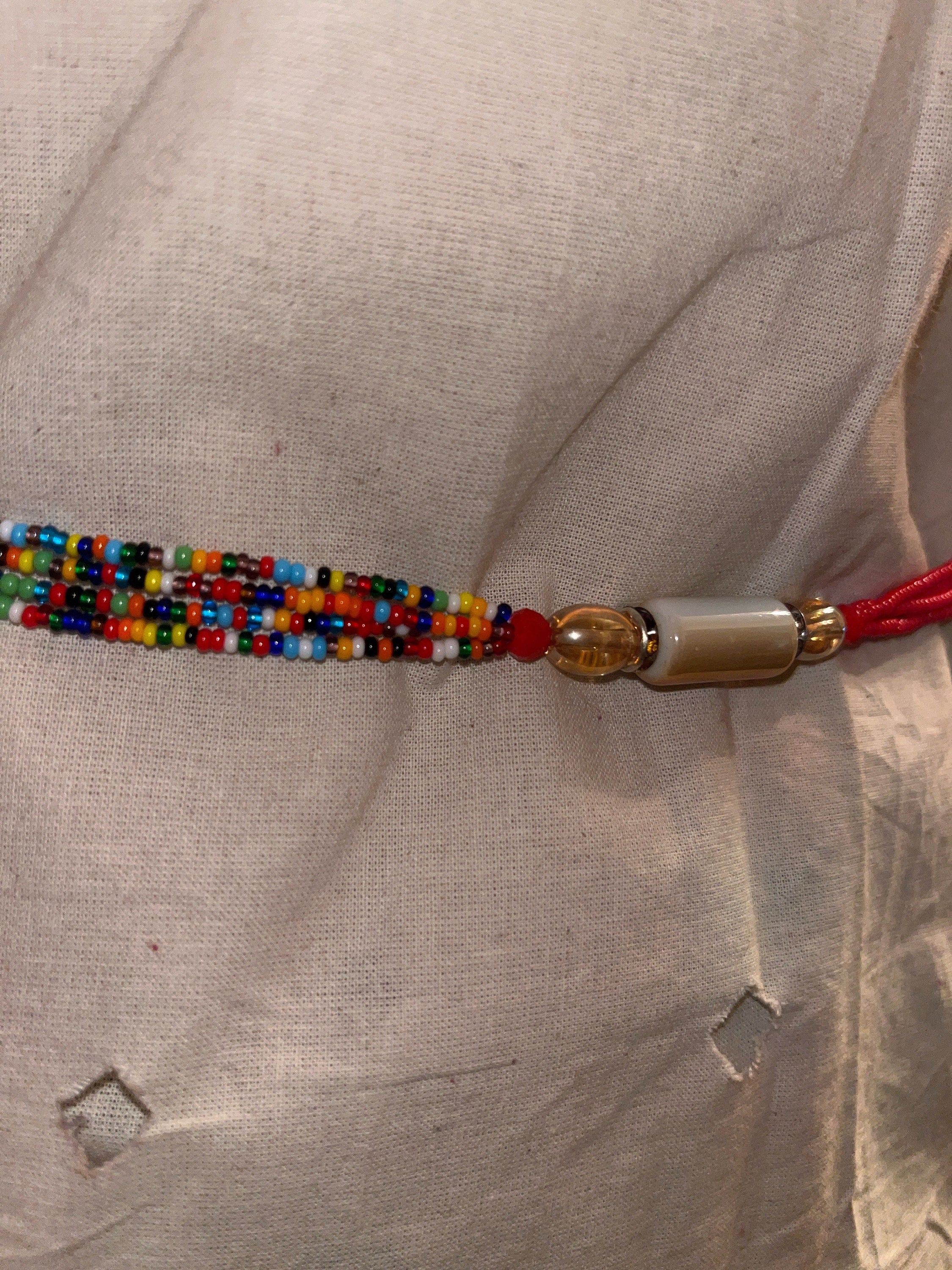 WAIST Beads Red and Multicolor Beaded West African